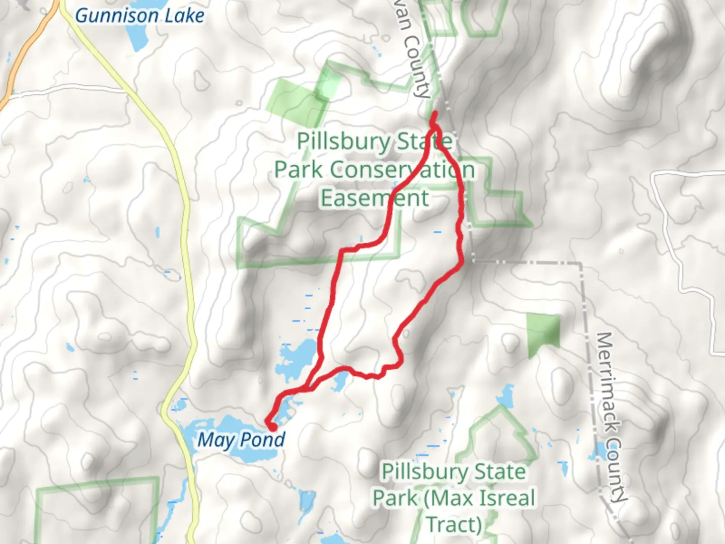 An image depicting the trail Lucias Lookout Loop via Mill Pond and its surrounding area.