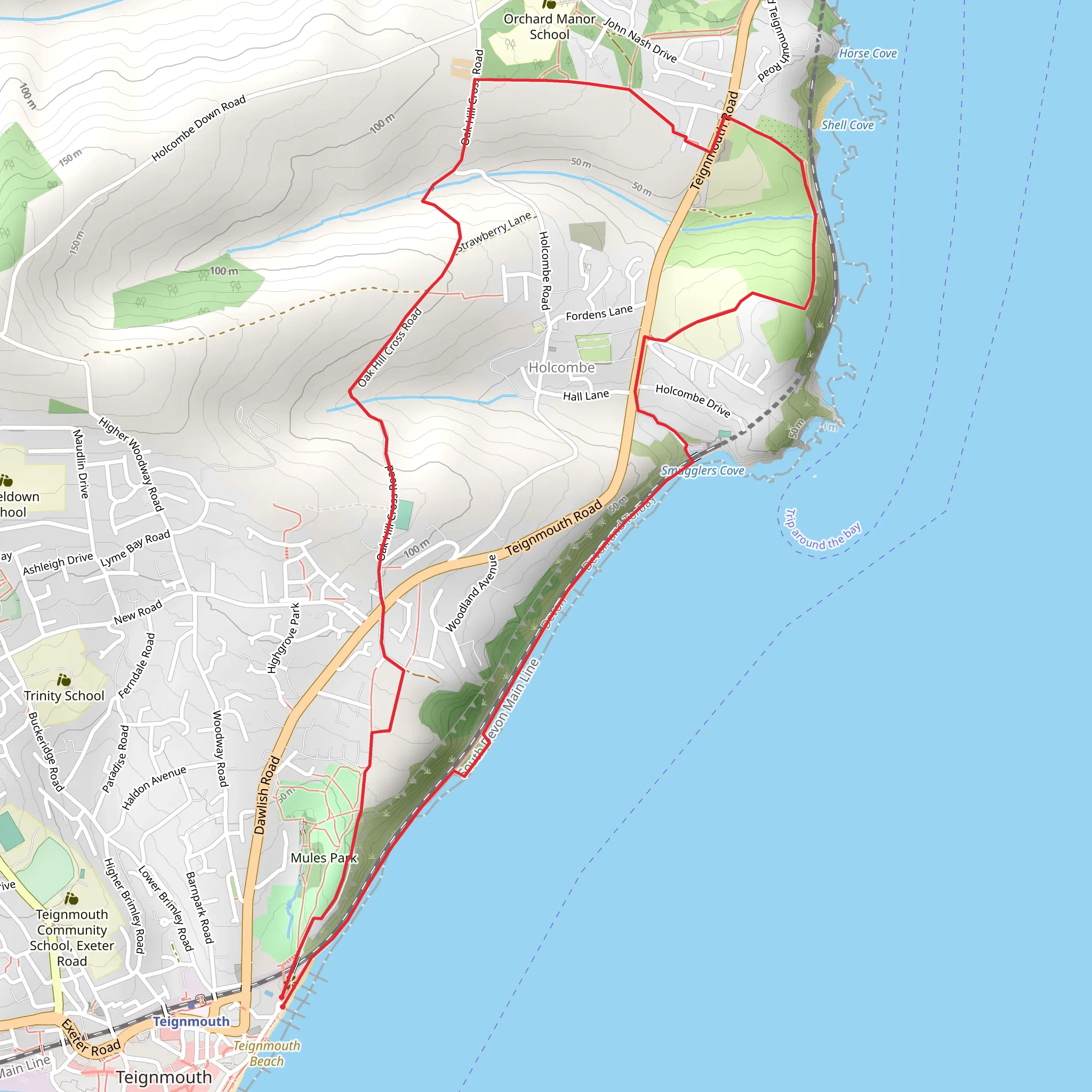 Teignmouth to Dawlish Railway Walk mobile static map