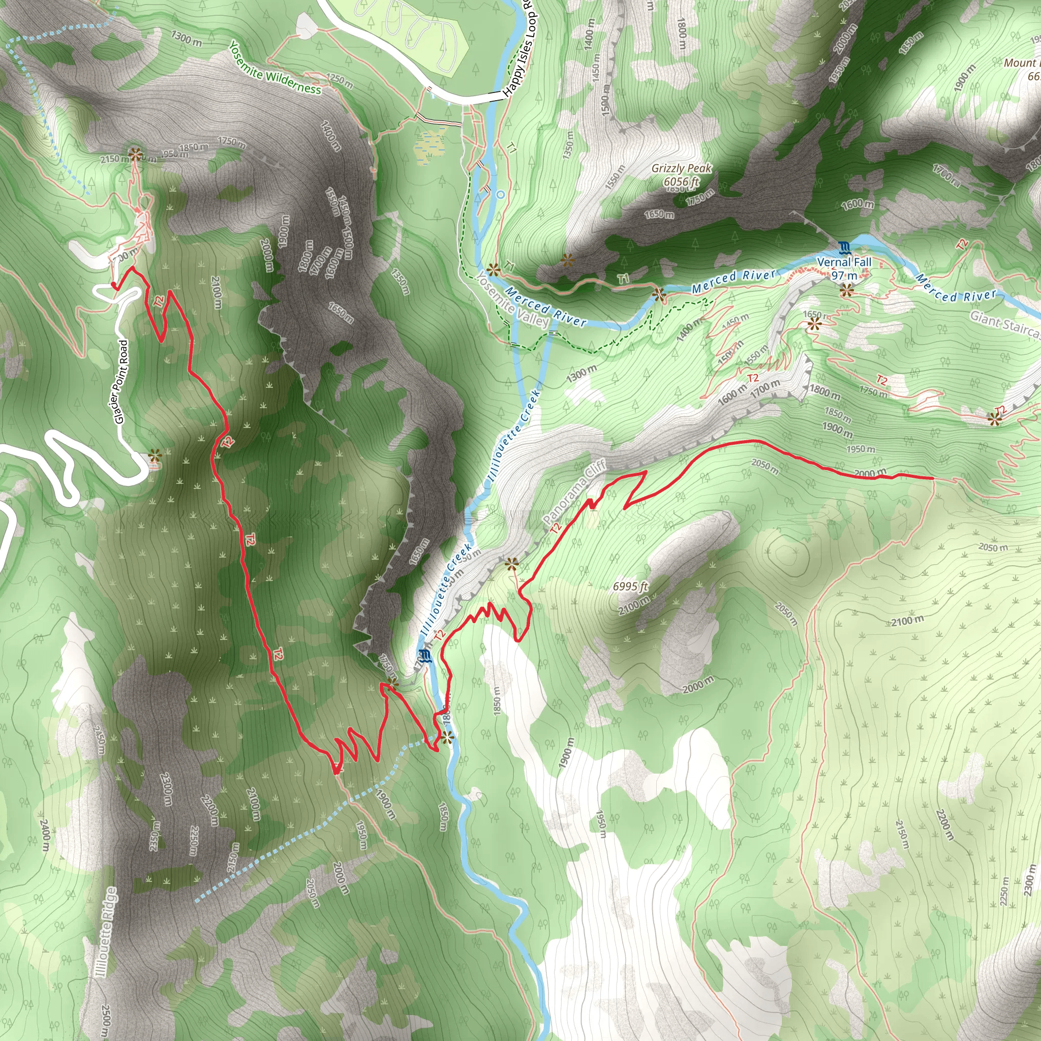 Panorama Trail - Short from Glacier Point Road mobile static map