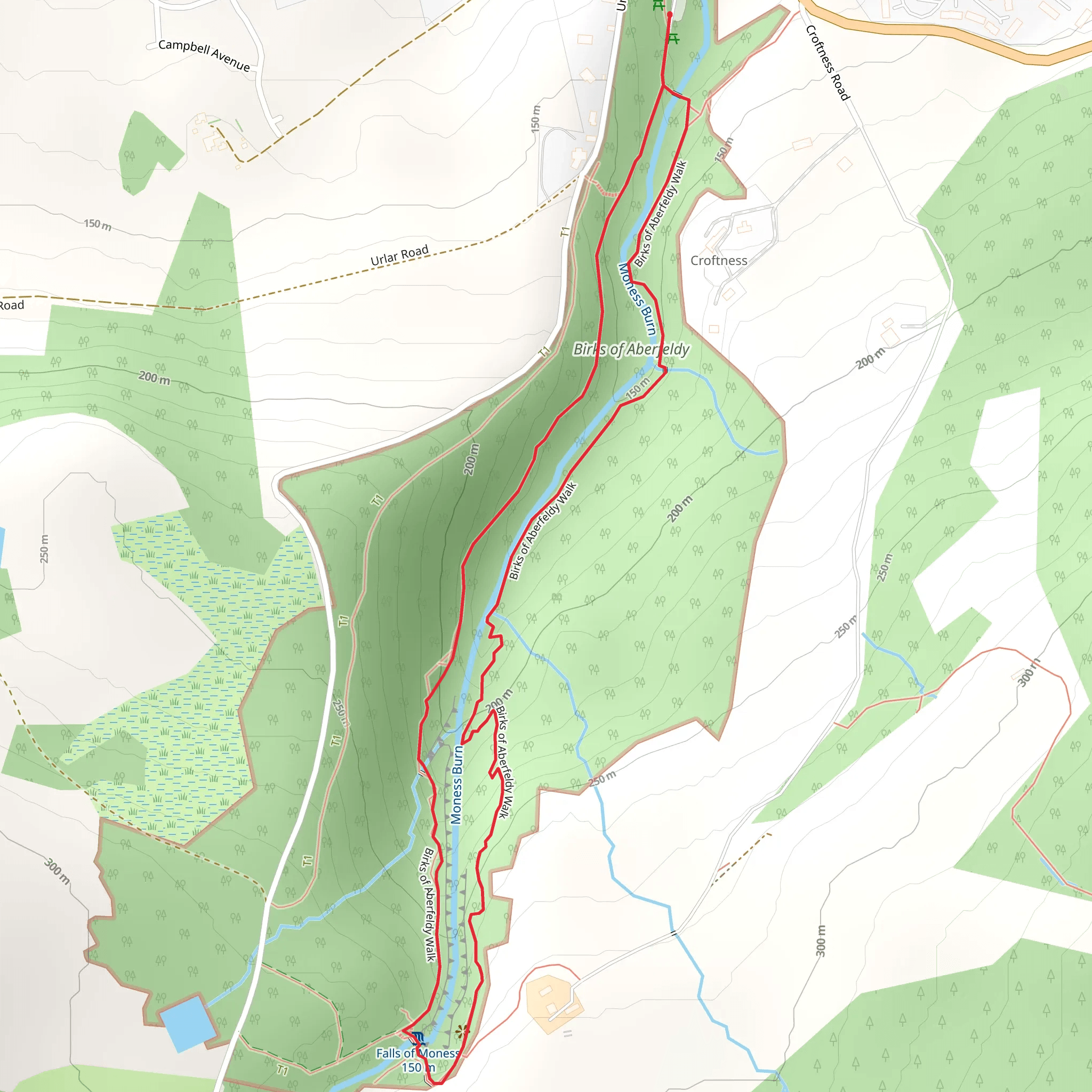 Birks of Aberfeldy Circular Walk mobile static map