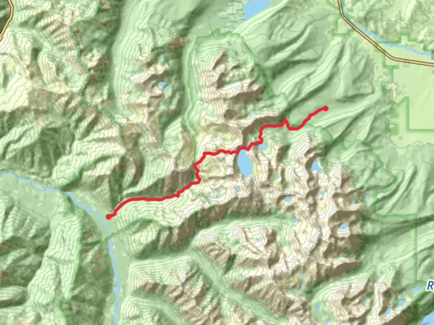 An image depicting the trail Alpine Lake, Sawtooth Lake and Trail Creek Trail and its surrounding area.