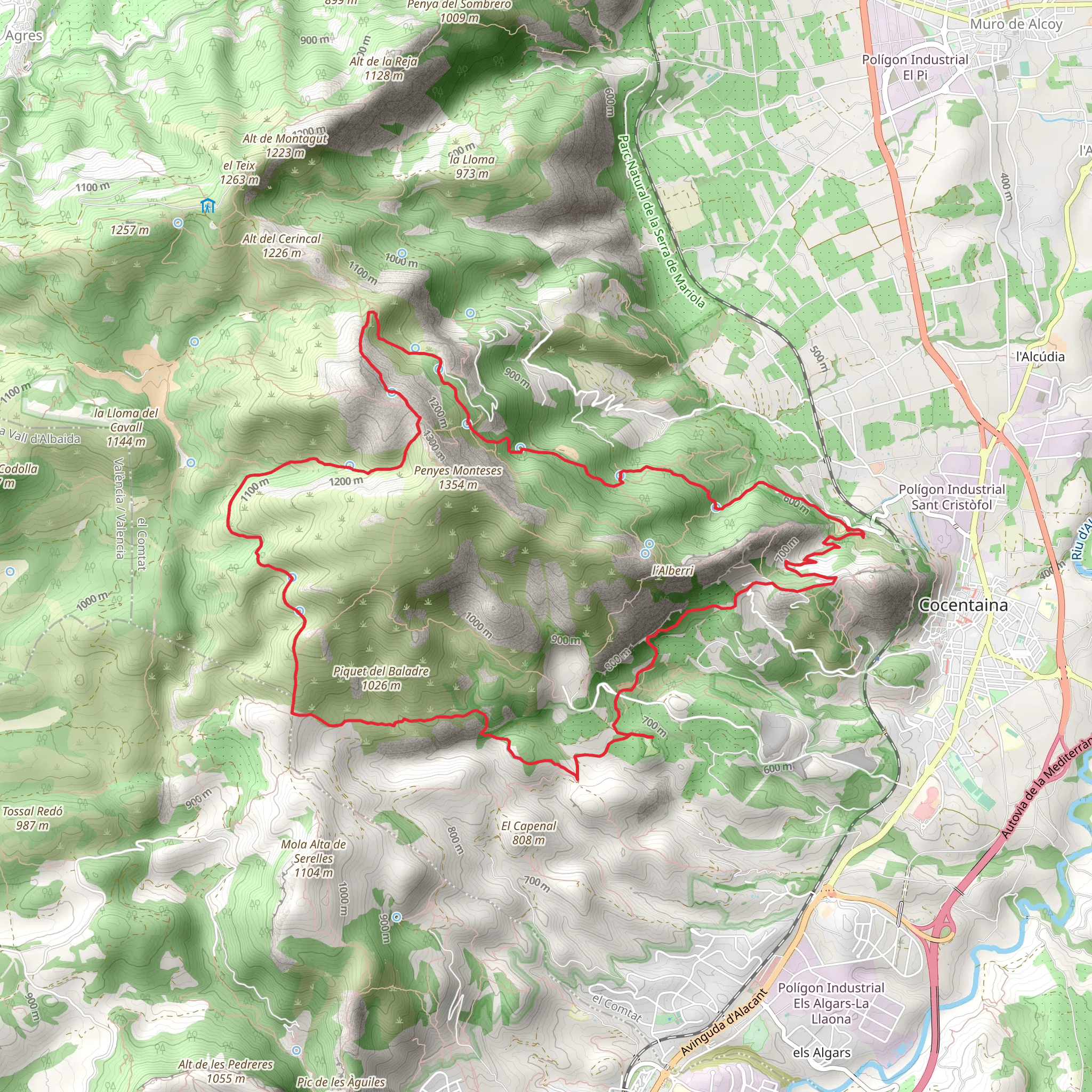 Cocentaina - Montcabrer - Cocentaina PR CV 037 mobile static map