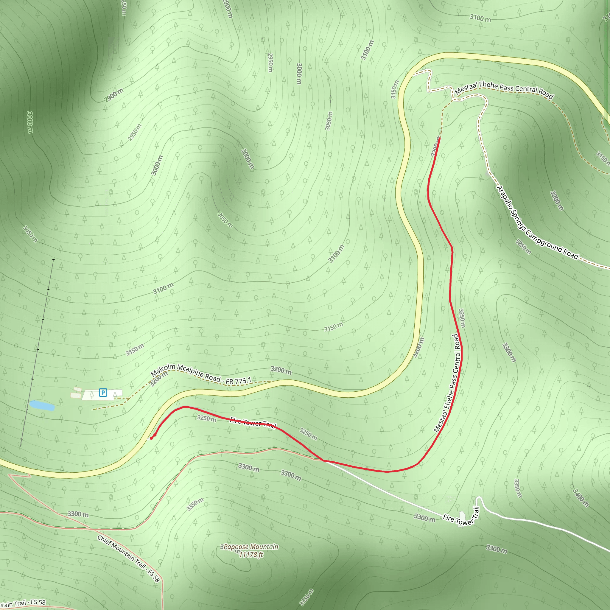 Fire Tower Trail Out and Back mobile static map