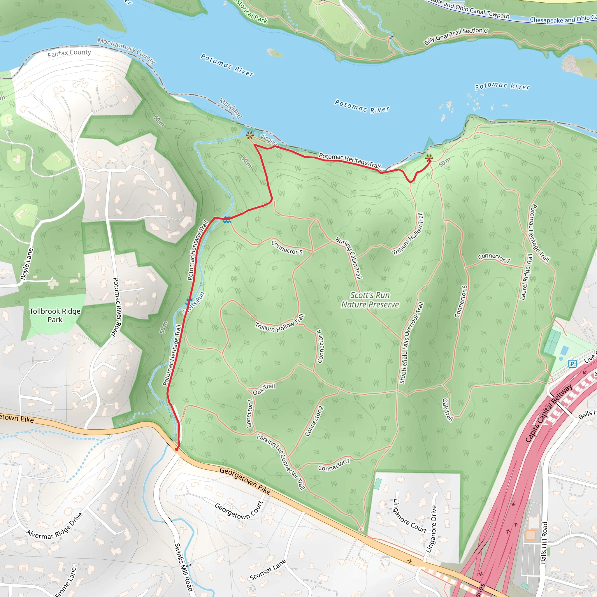 Potomac Heritage Trail - Short from Swinks Mill mobile static map