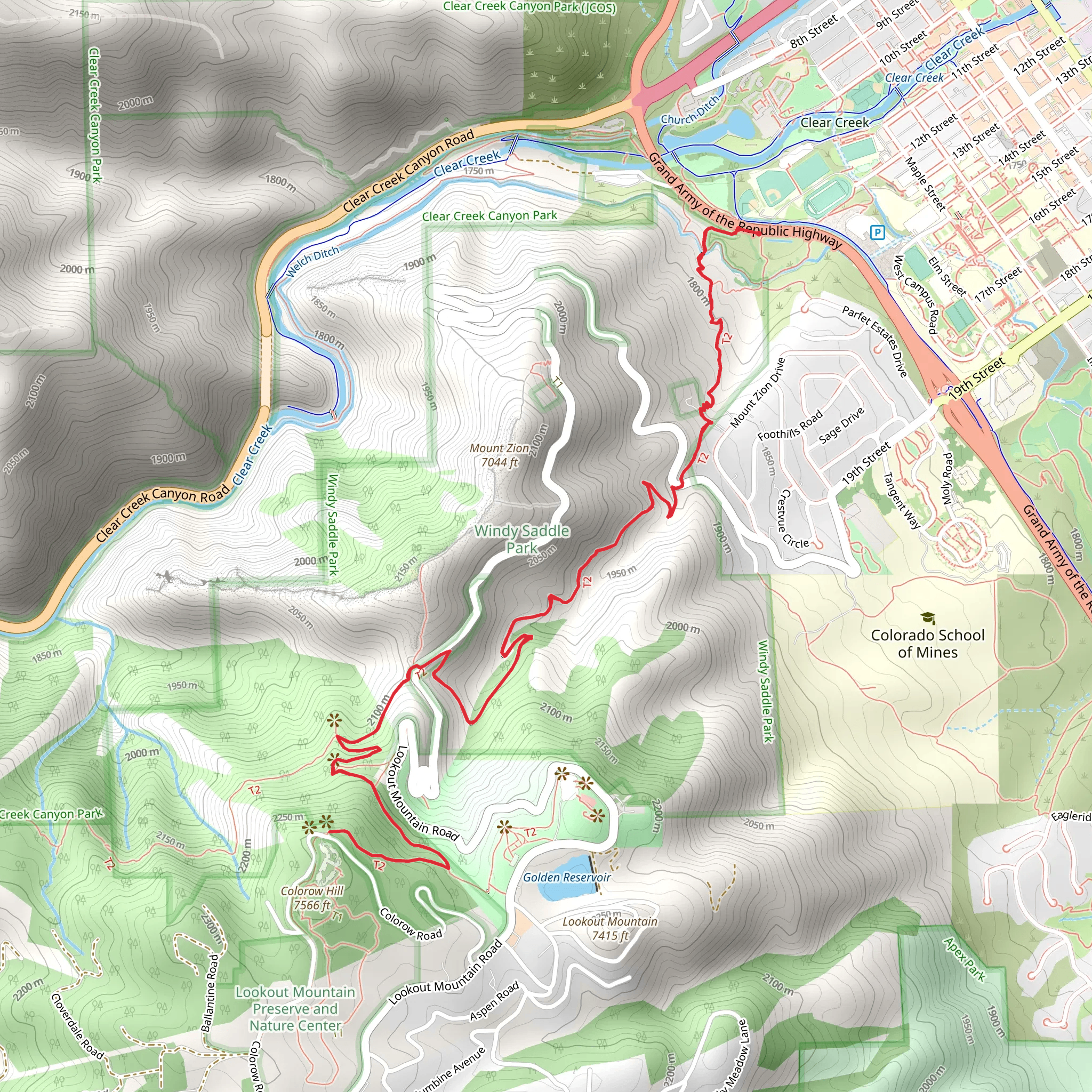 Chimney Gulch Trail mobile static map