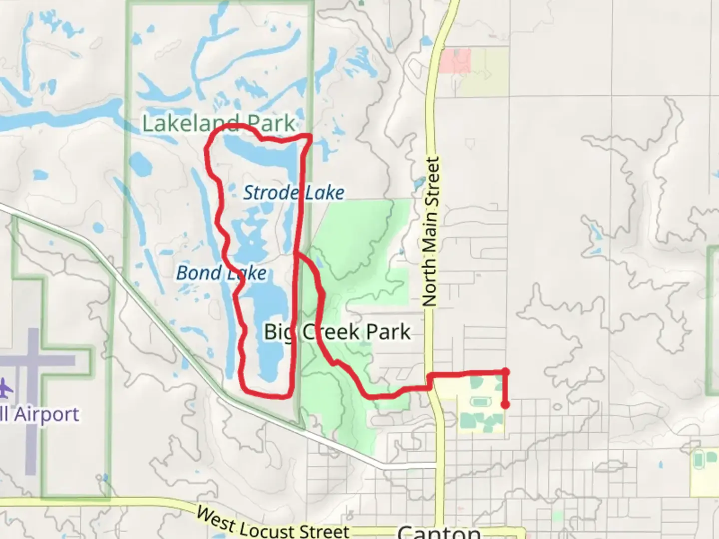 An image depicting the trail Big Creek Park, Strode Lake and Fitch Lake Loop and its surrounding area.