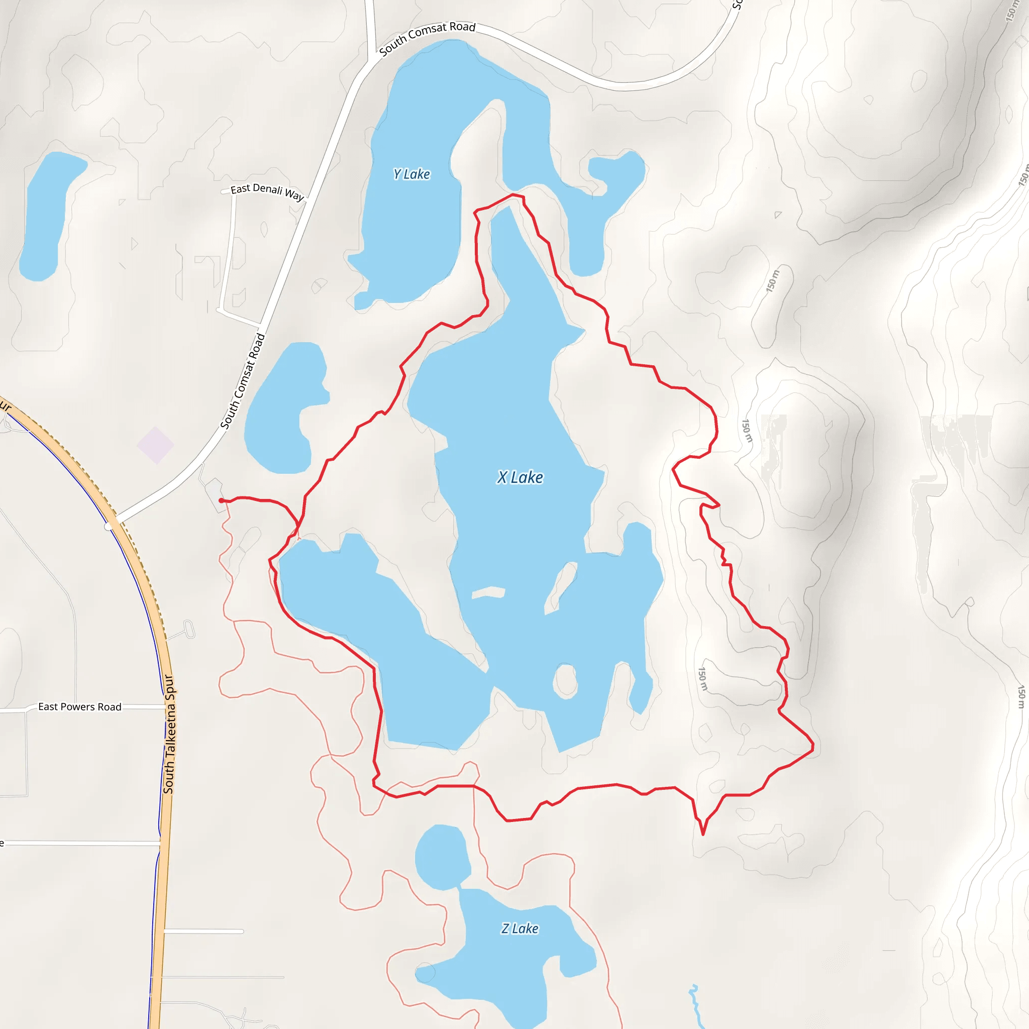 Talkeetna Lakes - X Lake Loop mobile static map