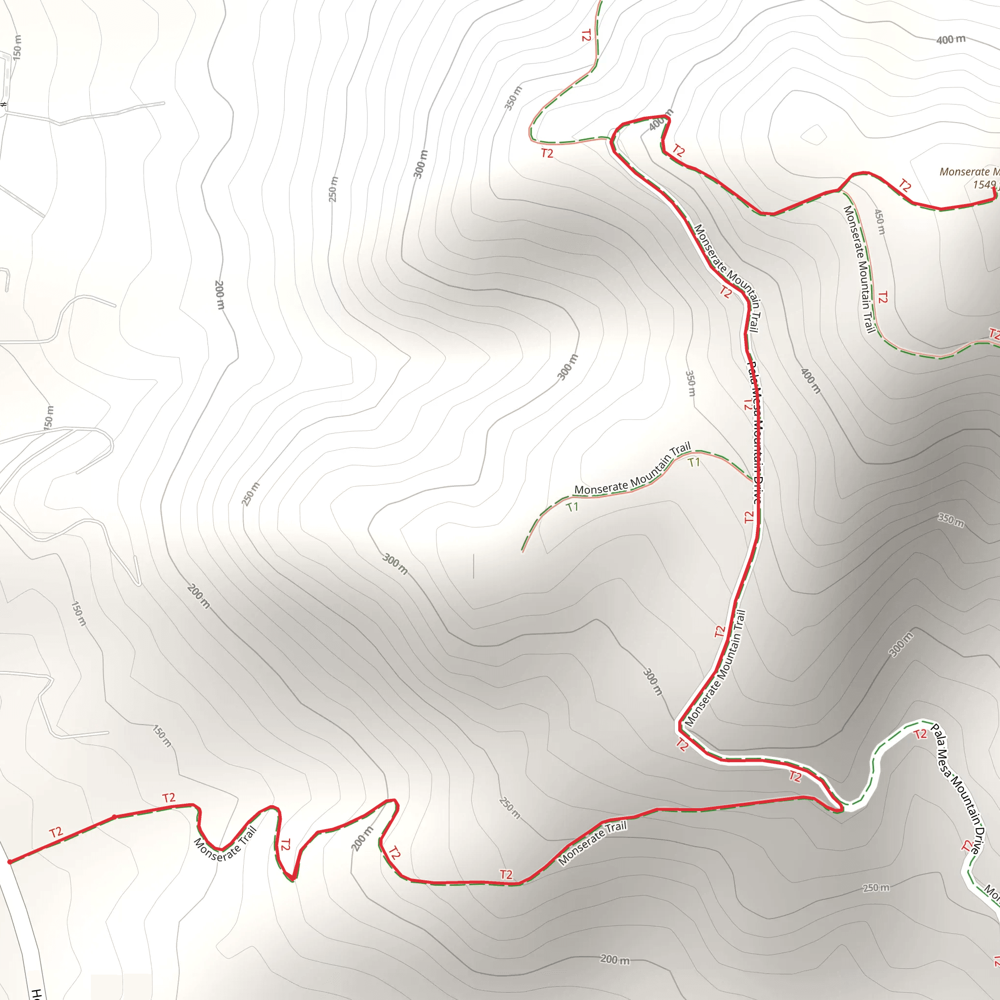 Monserate Mountain Trail mobile static map