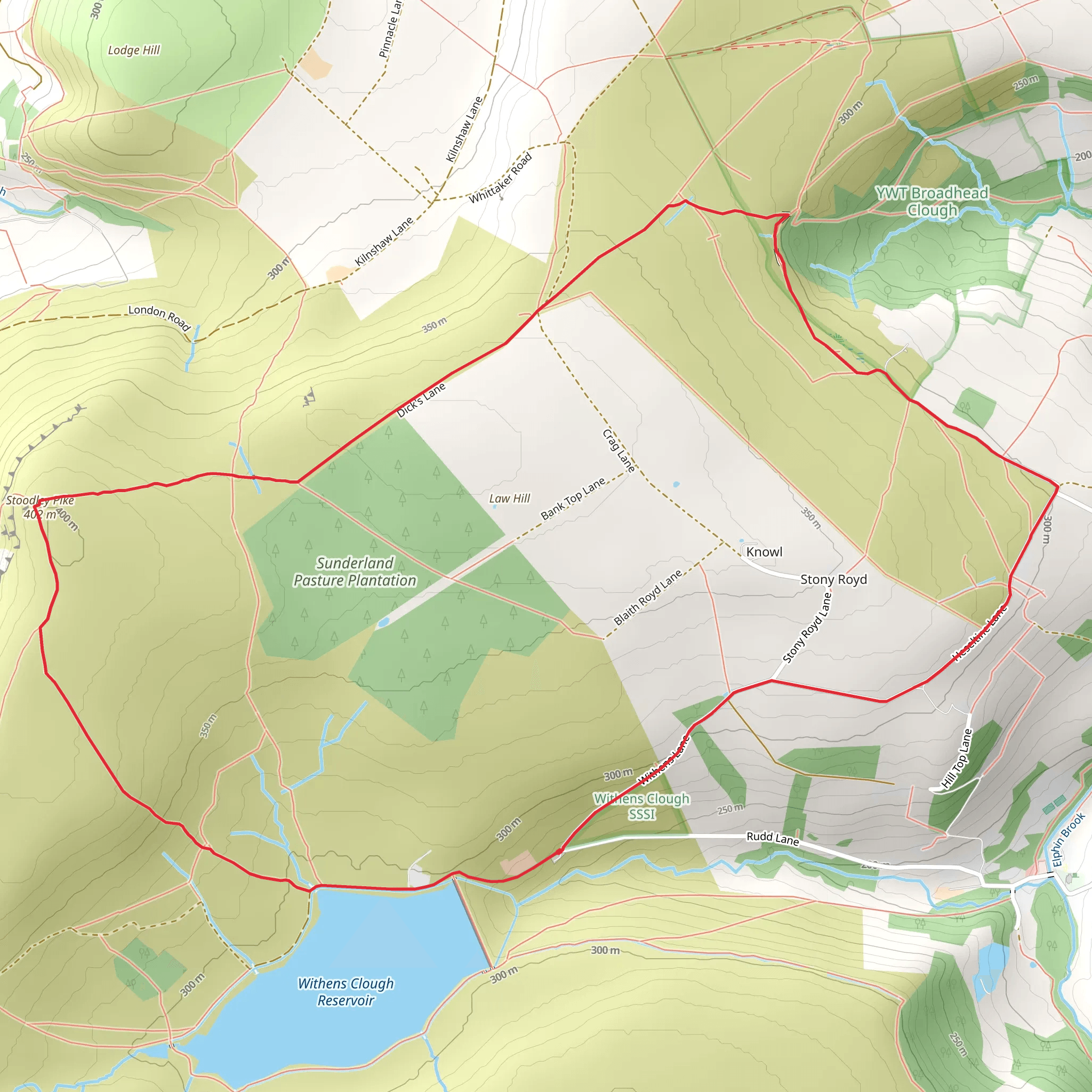Stoodley Pike Loop mobile static map