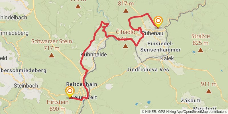 Kammweg Erzgebirge - Vogtland stage 5 Map
