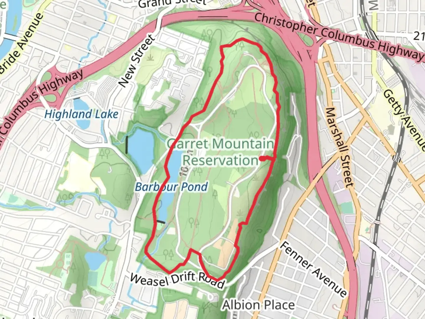 An image depicting the trail Garret Mountain - Barbour Pond Loop and its surrounding area.