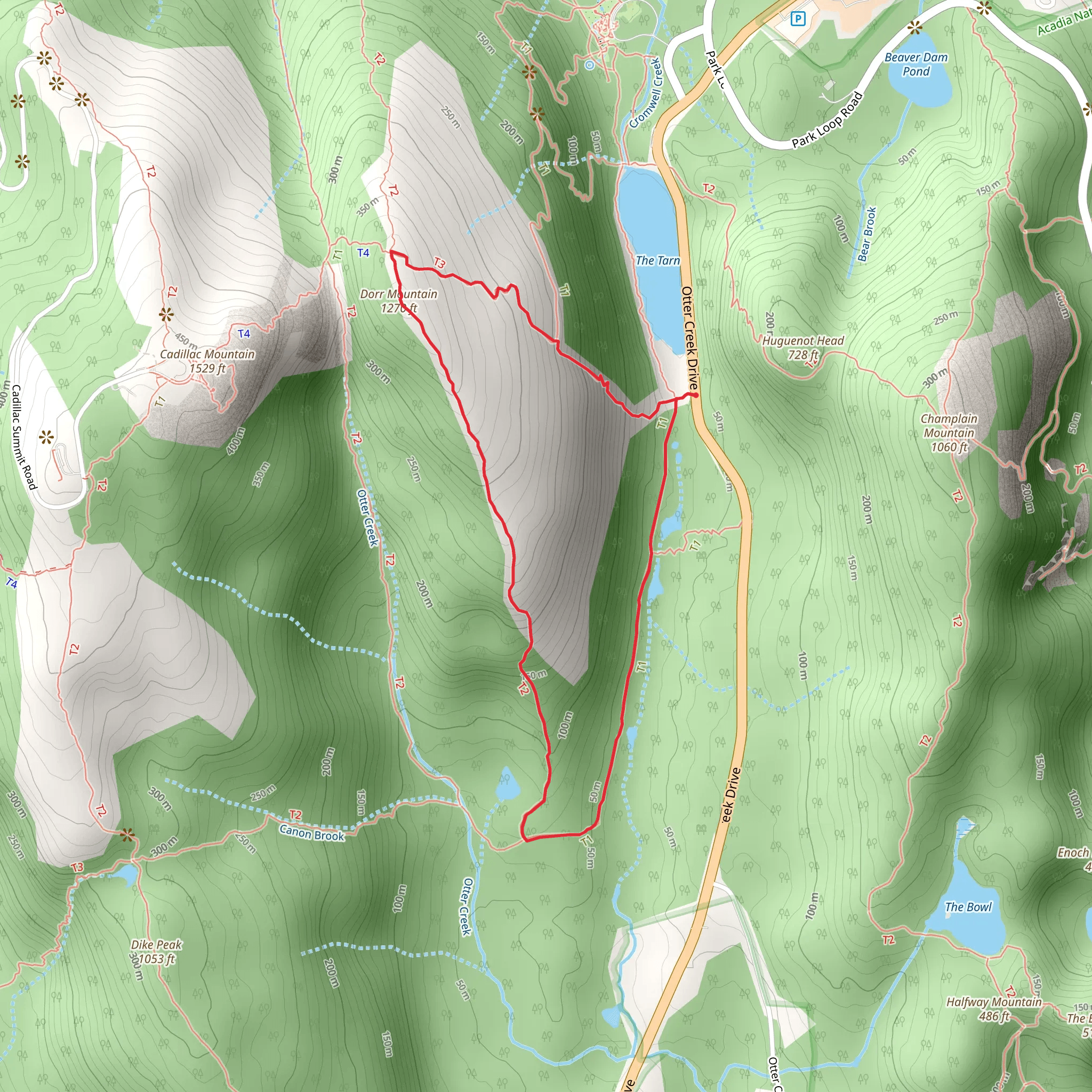 Dorr Mountain and Canon Brook Trail Loop mobile static map