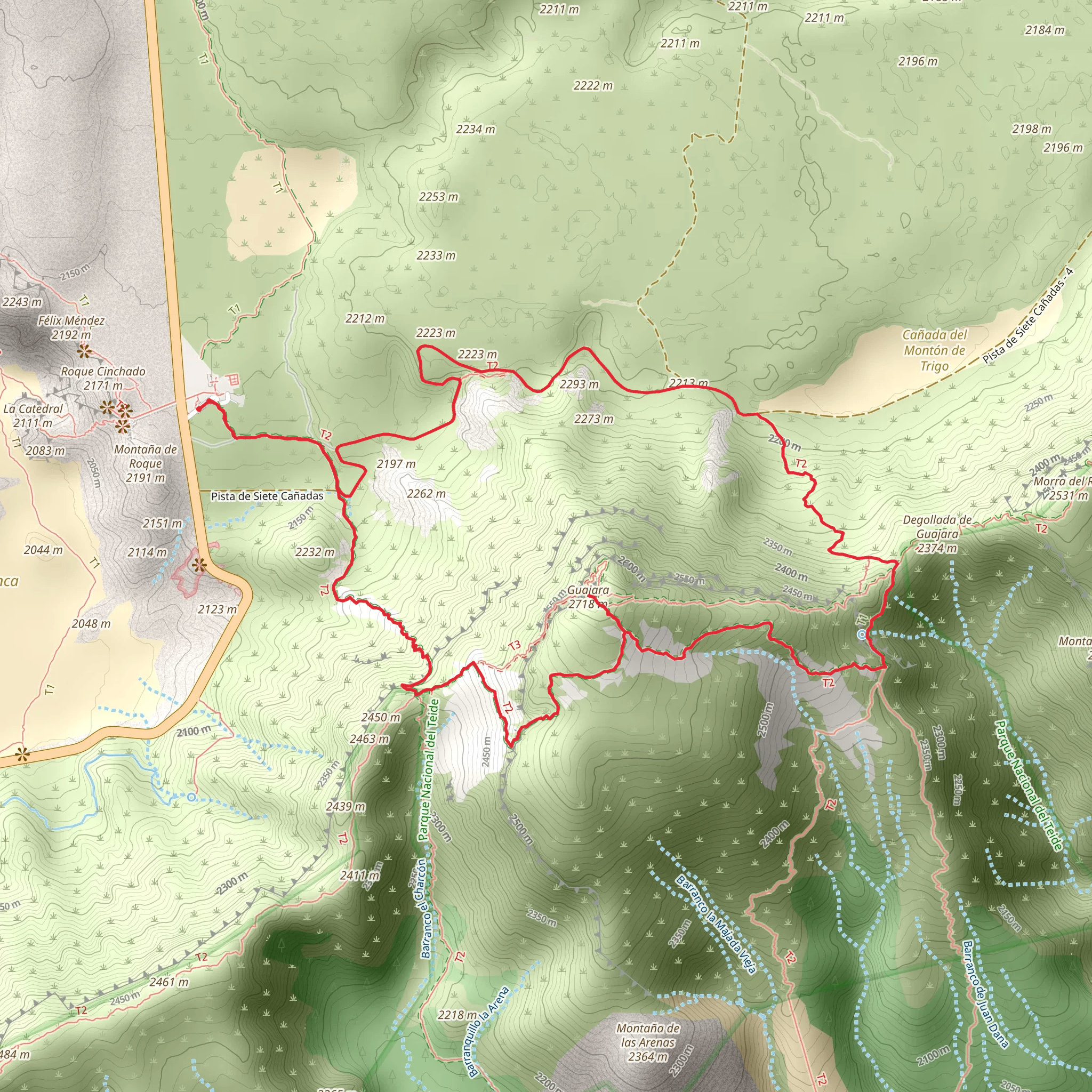 Mount Guajara Loop from Parador de Cañadas del Teide mobile static map