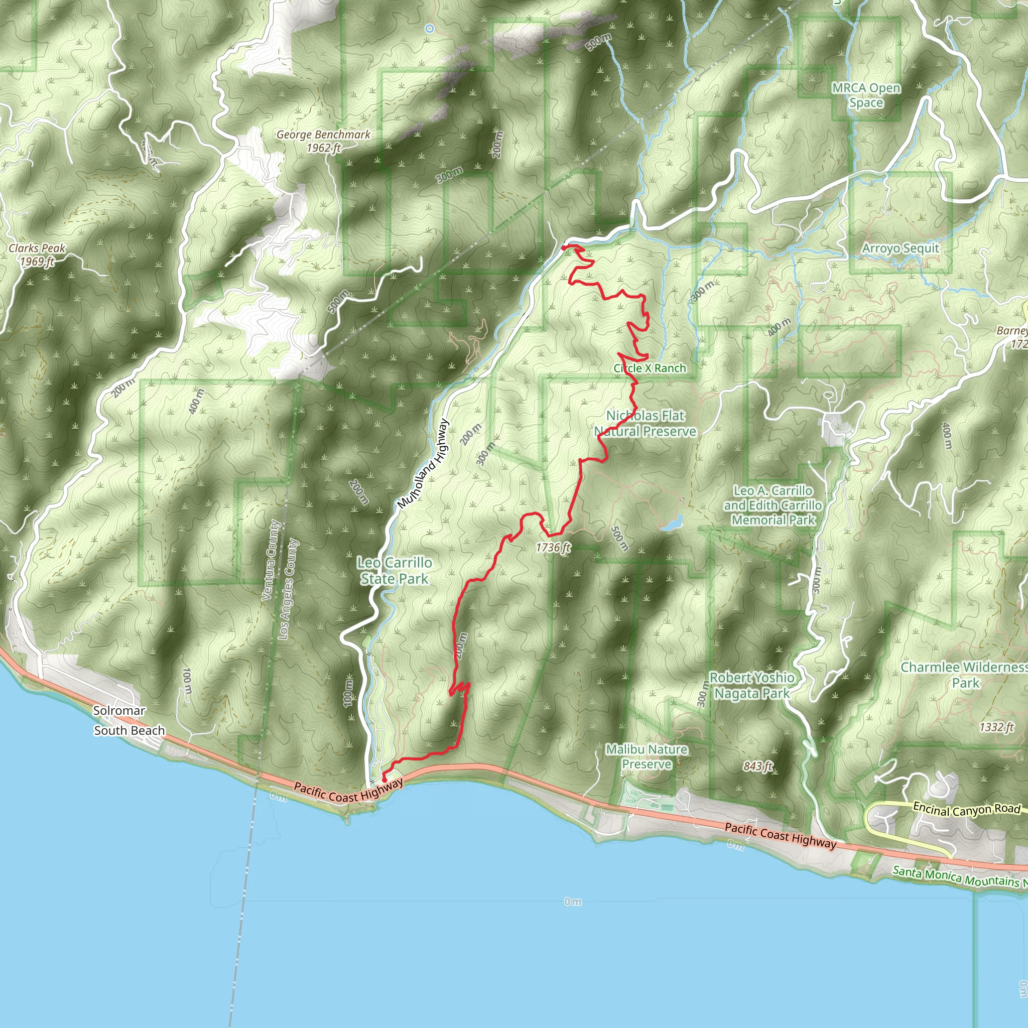 Malibu Springs and Willow Creek Trail mobile static map