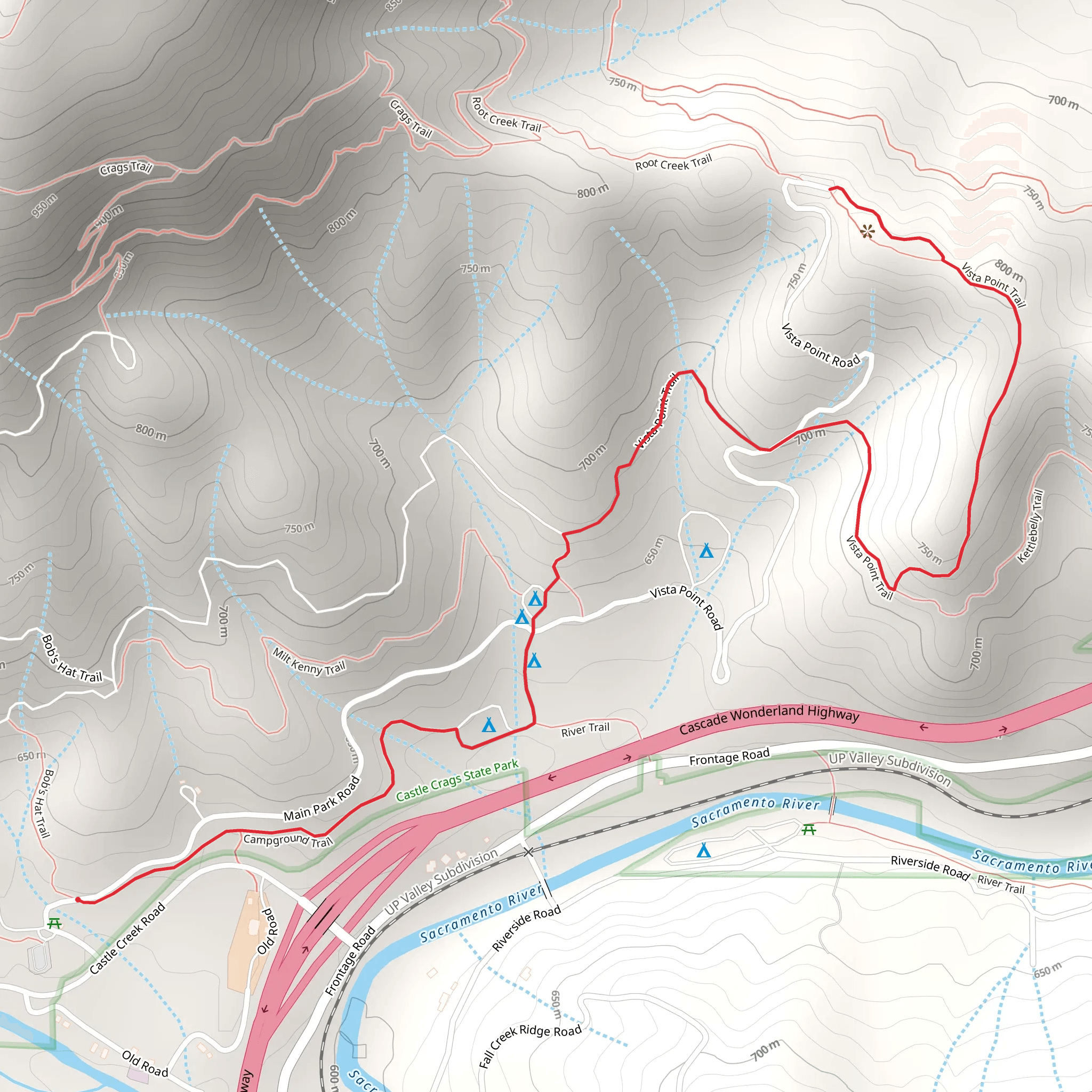 Campground and Vista Point Trail mobile static map