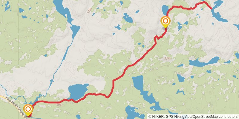 Mariane Lake, Russell Lake and Kersey Lake via Russell Creek Trail stage 2 Map