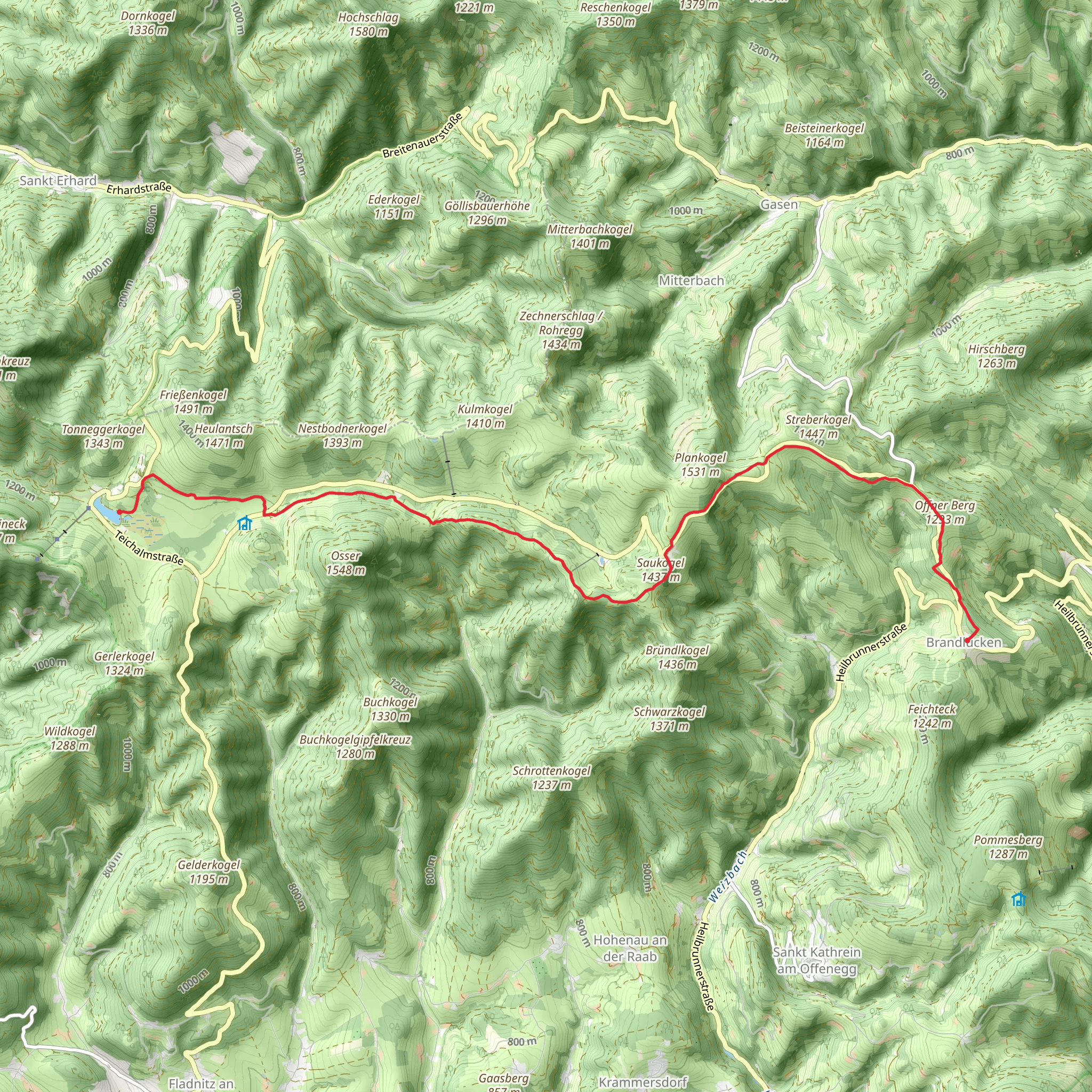 Lake Teichalmsee to Brandlucken mobile static map