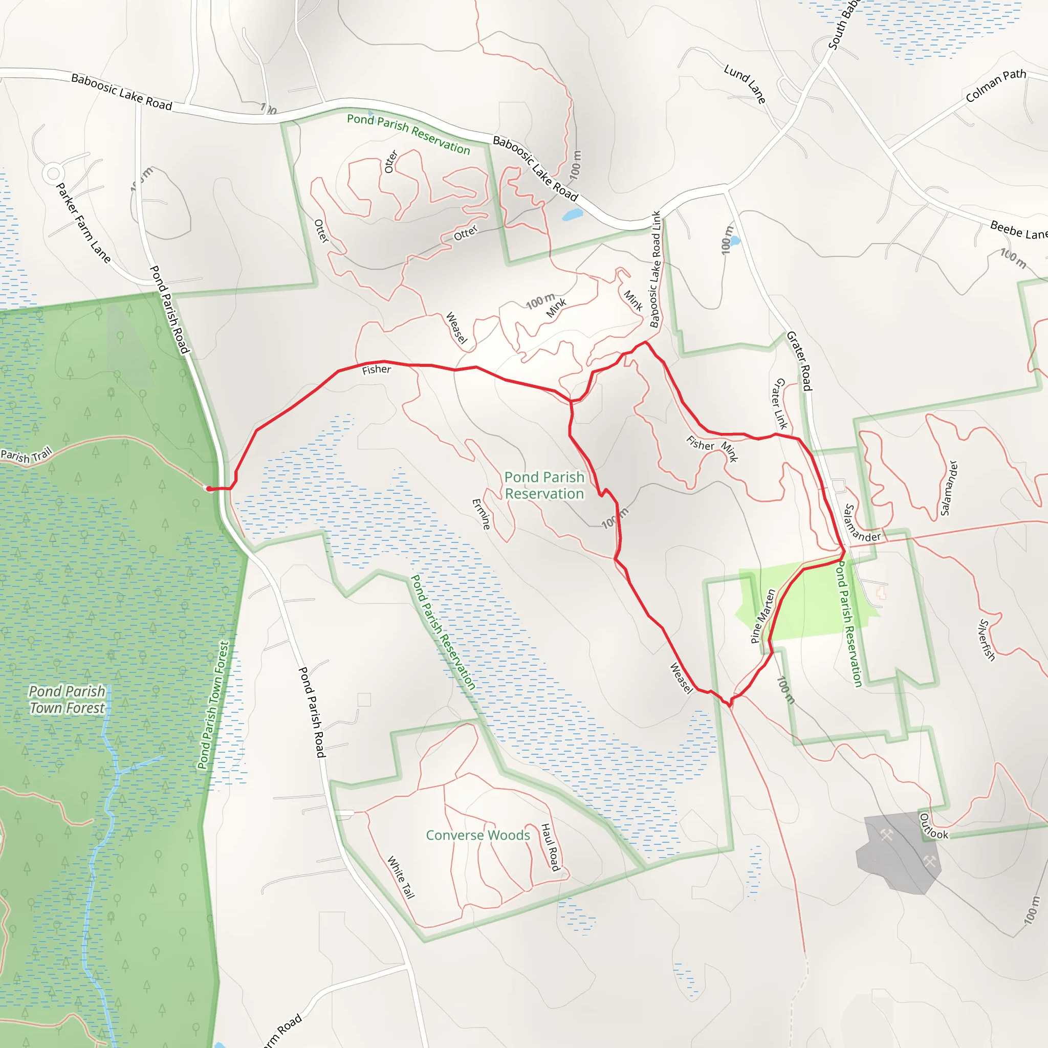 Grater Forest Loop Trail via Pond Parrish Road mobile static map