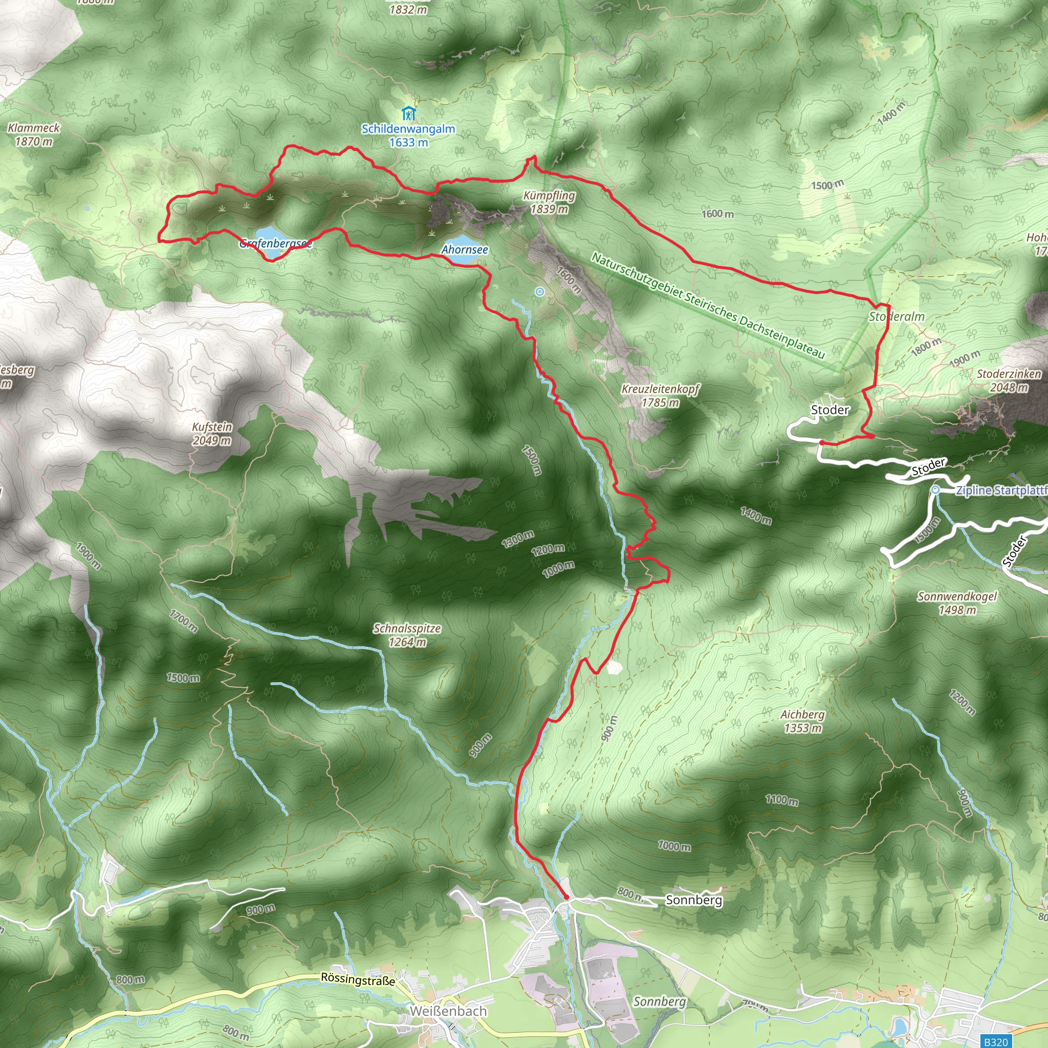 Stoderzinken - Ahornsee Lake - Weißenbach Trail mobile static map
