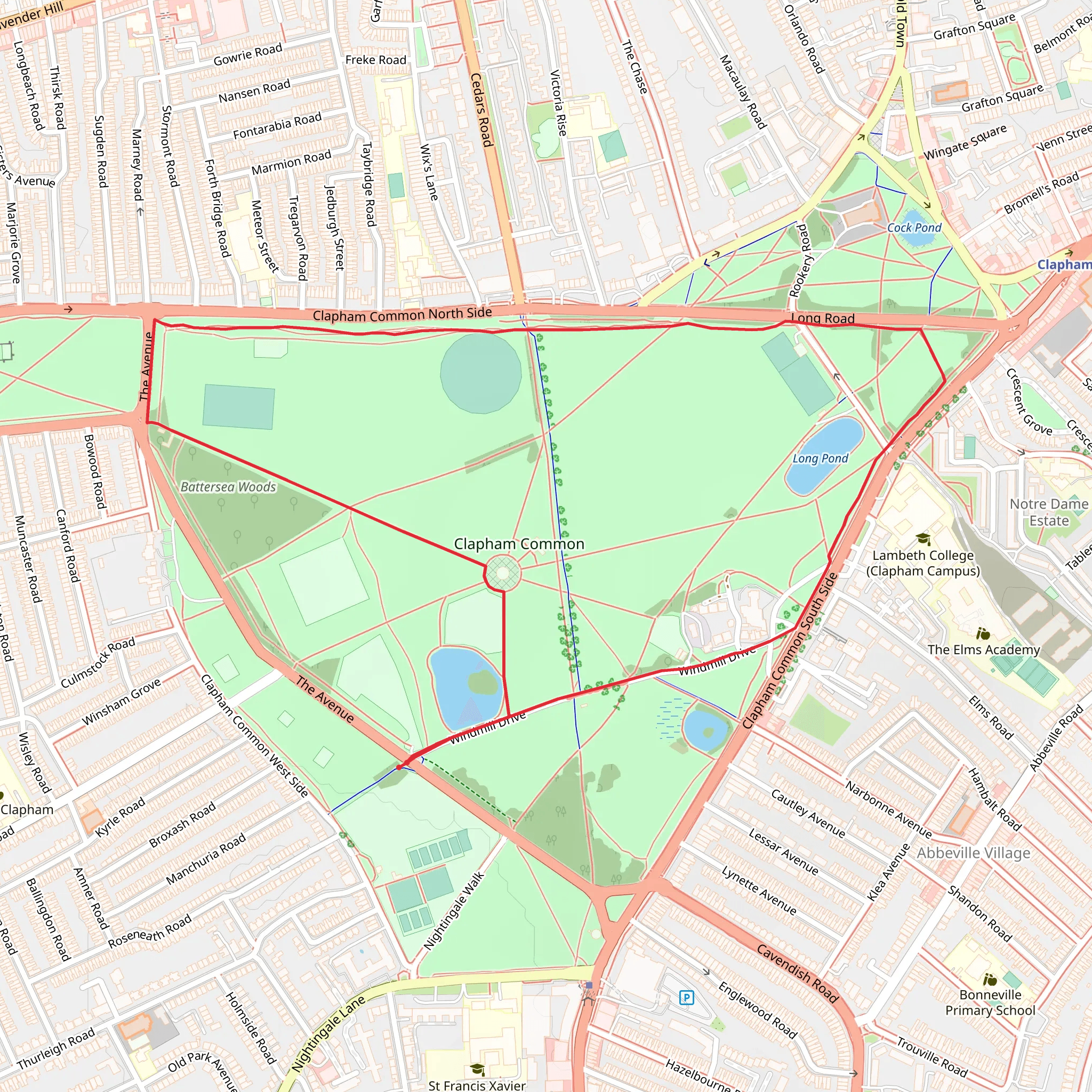 Clapham Common mobile static map