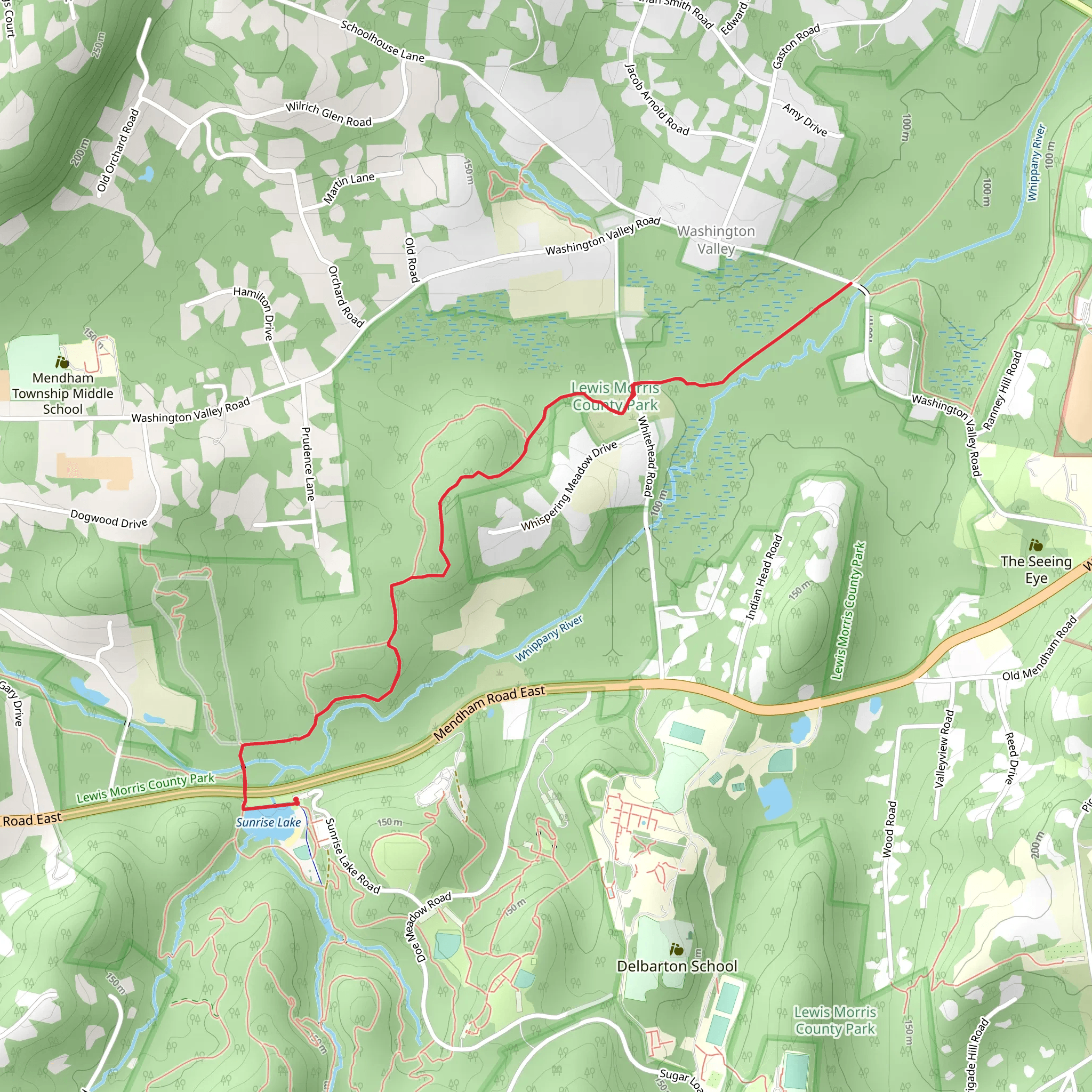 Patriots' Path - White to Washington Valley Road mobile static map