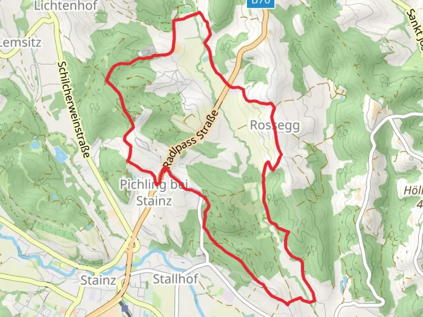 An image depicting the trail Georgsberg Rundweg and its surrounding area.