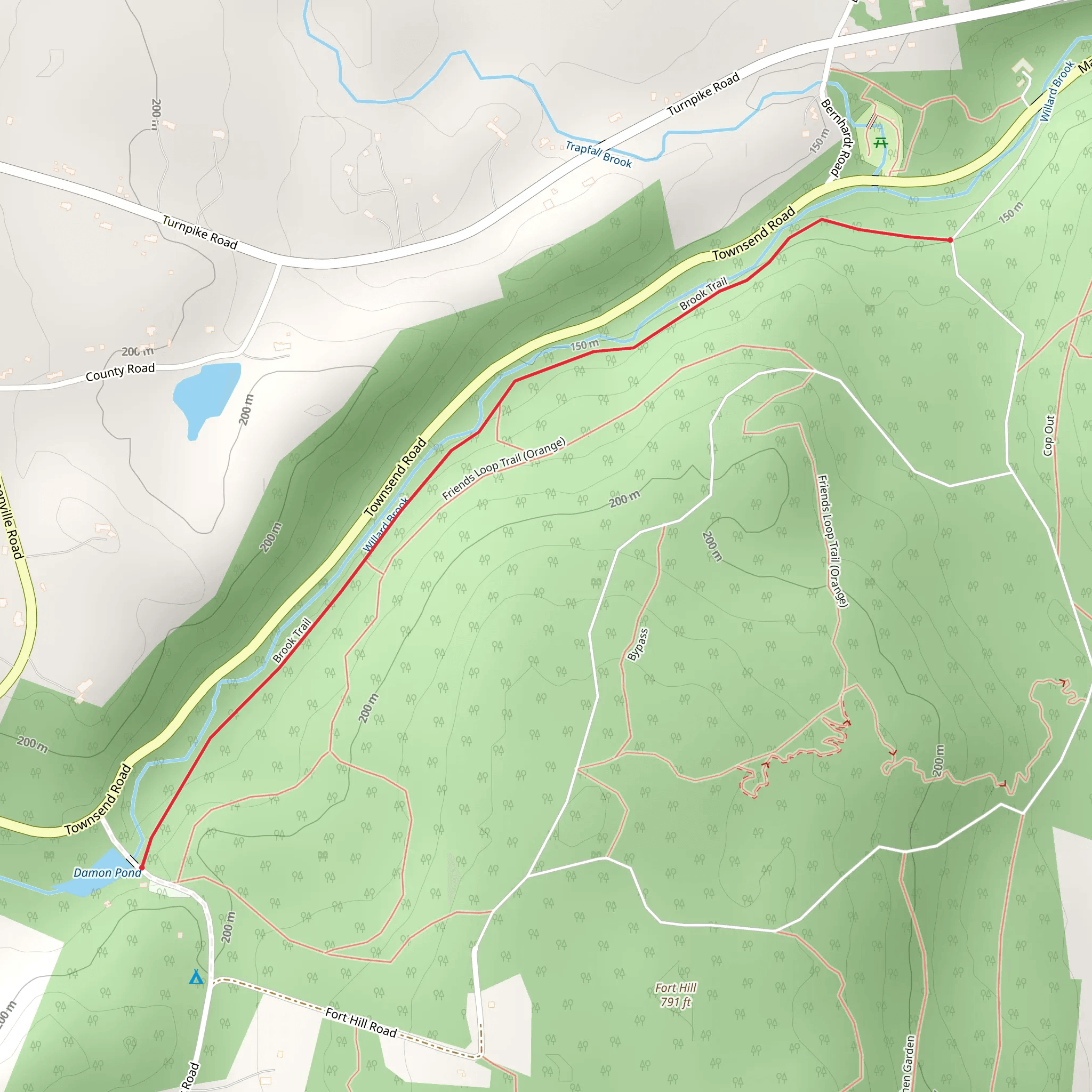 Damon Pond - Brook Trail mobile static map