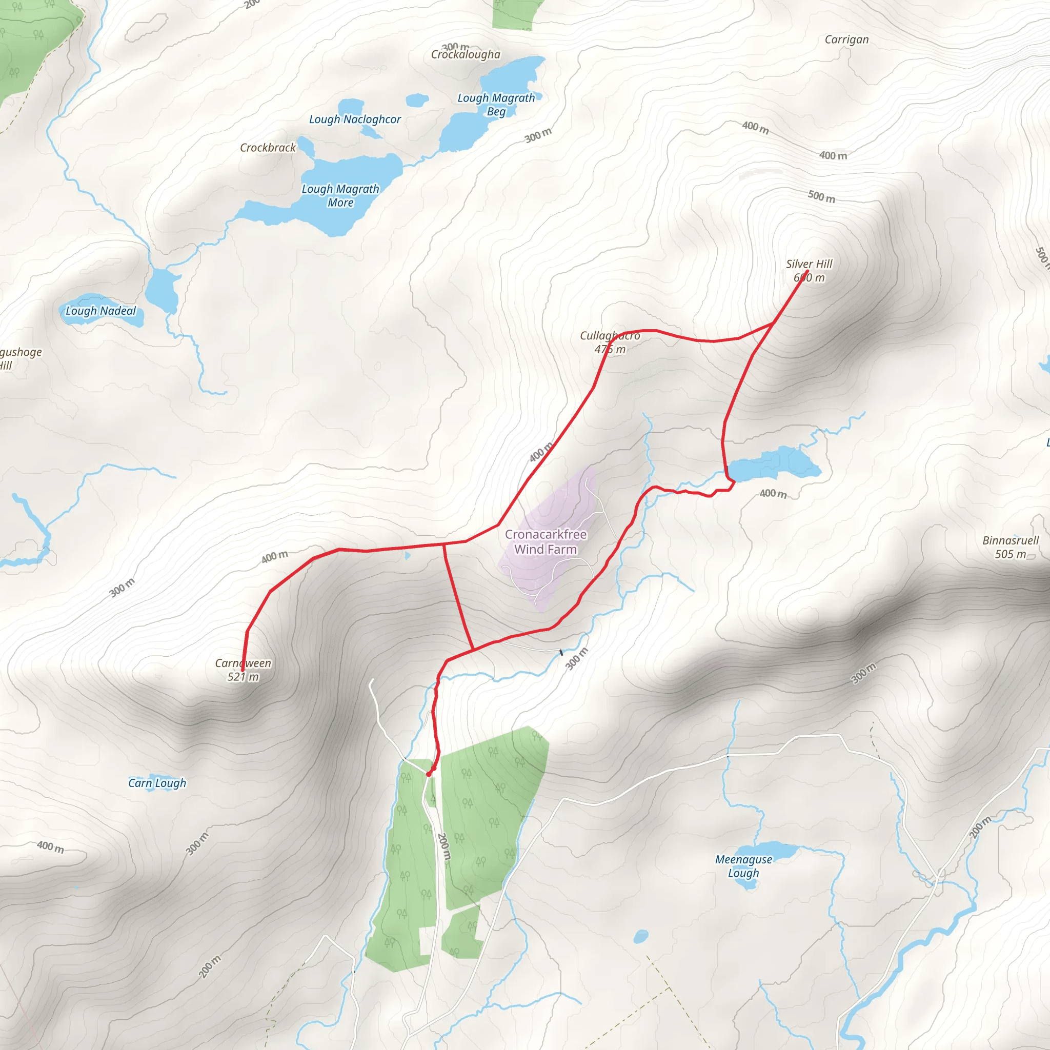 Silver Hill and Carnaween Hill Loop via Cullaghacro mobile static map