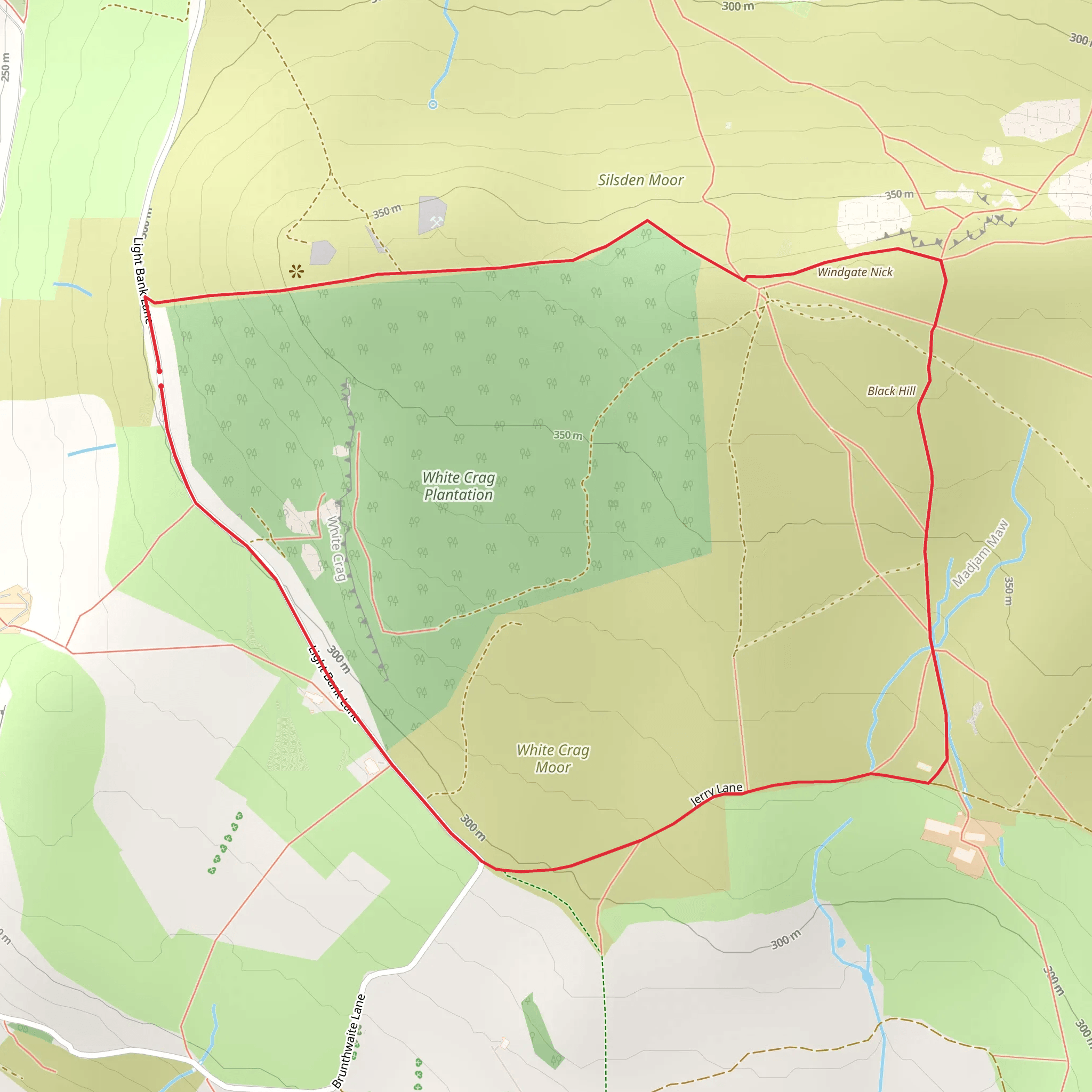 White Crag Plantation Loop mobile static map