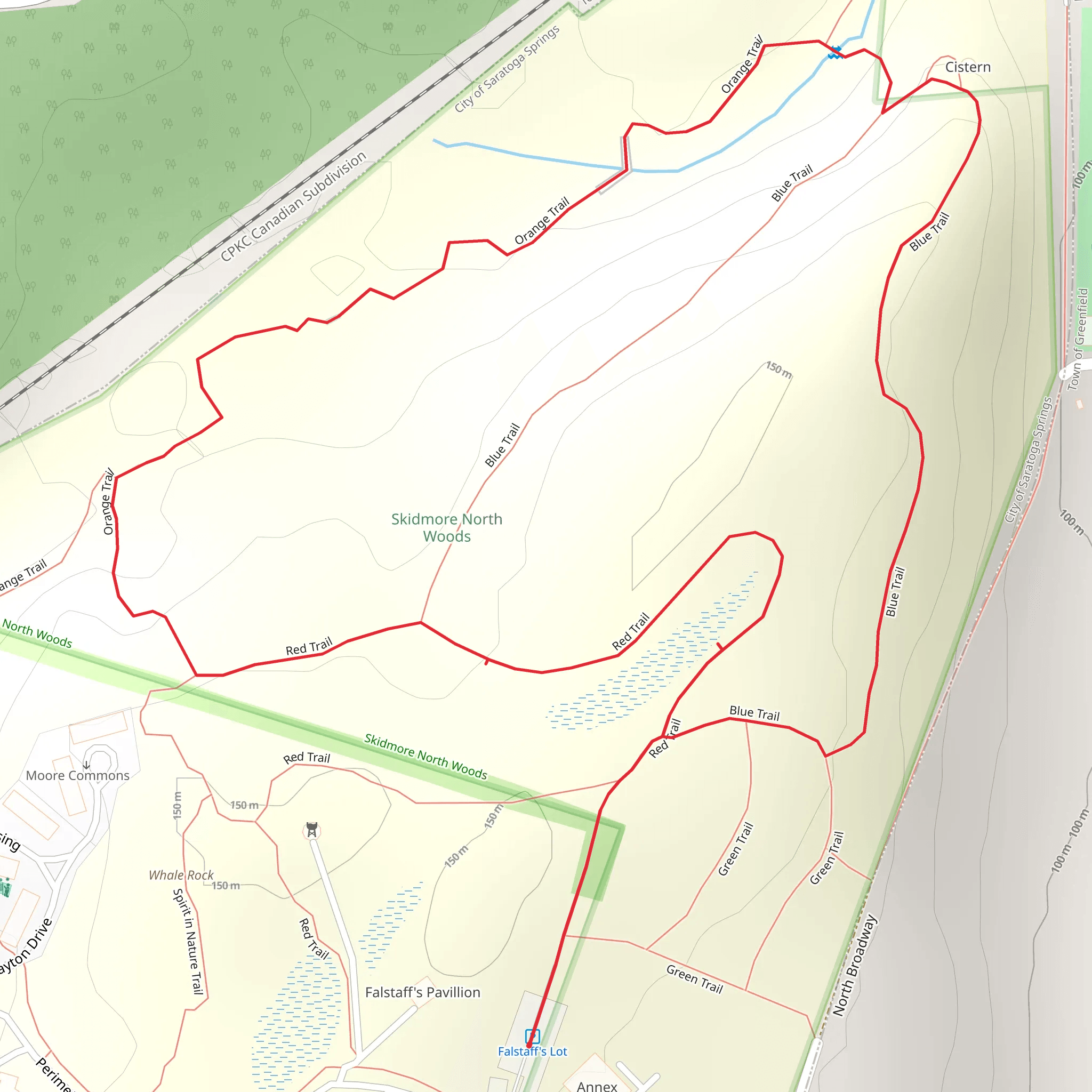 Red and Blue Trail Loop from Skidmore College mobile static map