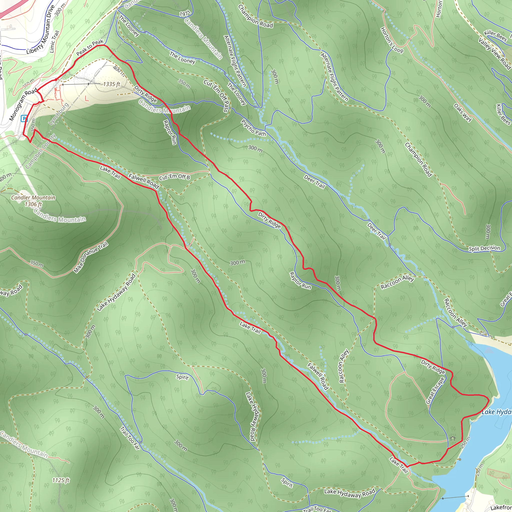 Dirty Ridge and Lake Loop Trail mobile static map