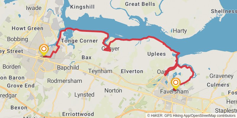 Camber to Dartford Station Walk via England Coast Path stage 8 Map