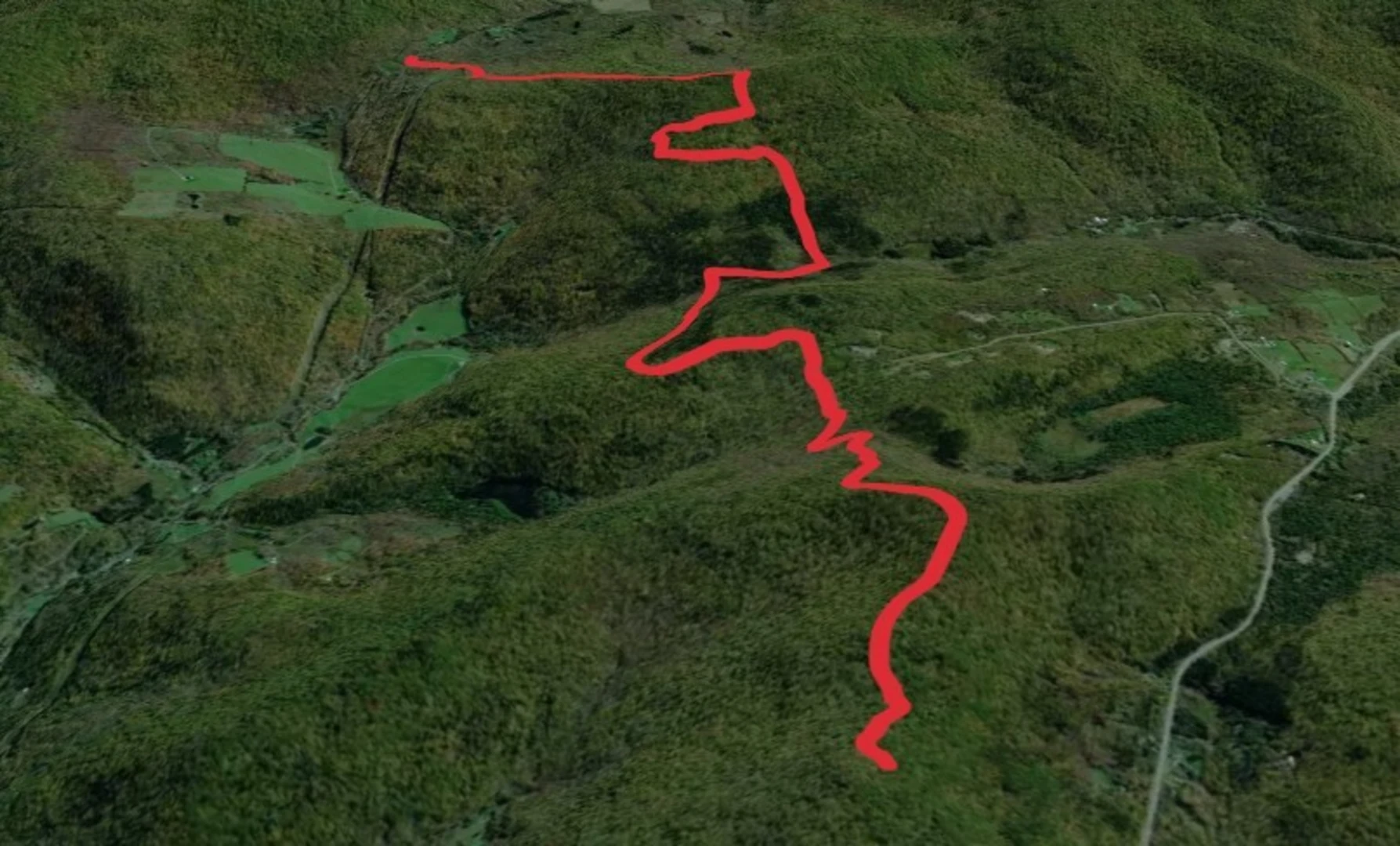 An image depicting the trail Brock Mountain from Holiday Brook Road and its surrounding area.