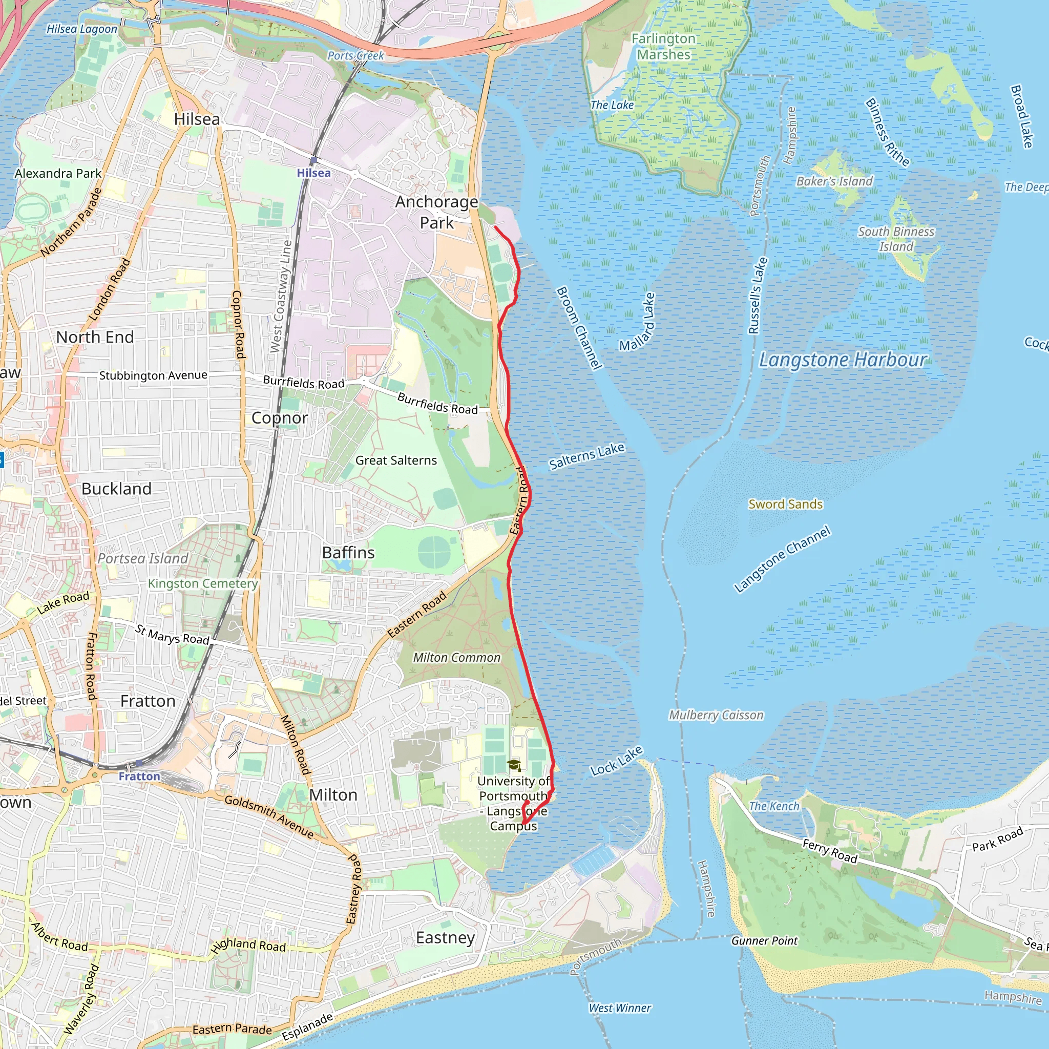 Langstone Harbour Walk - Portsmouth mobile static map