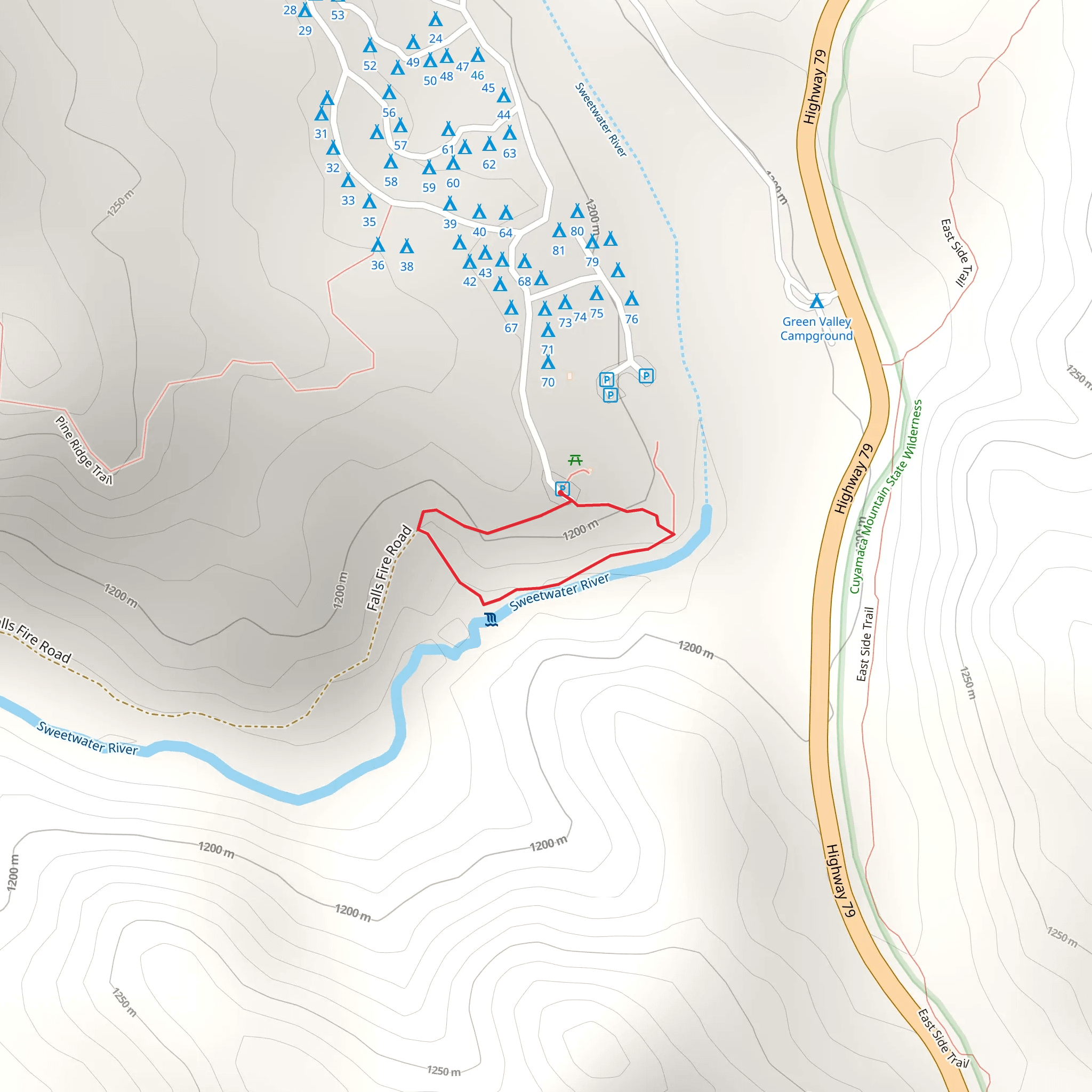 Falls Fire and Sweetwater River Loop mobile static map