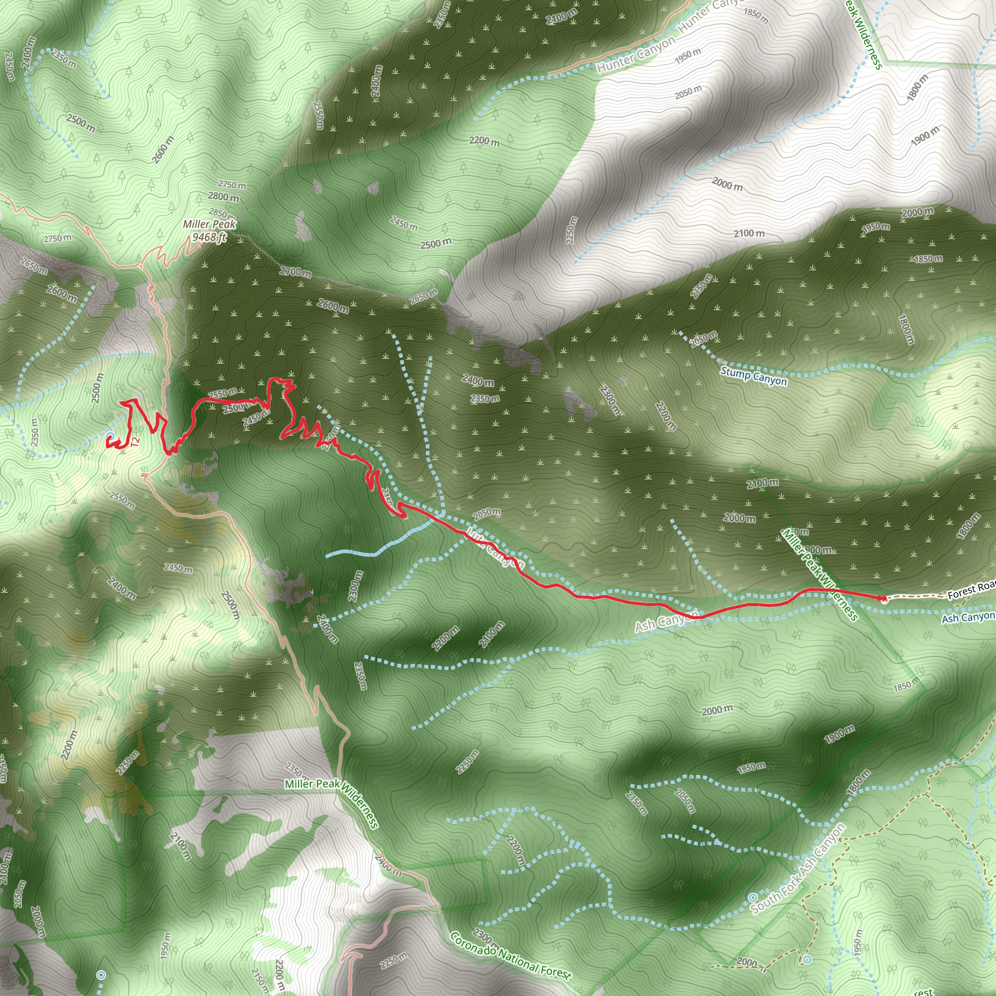 Bond Spring Trail via Lutz Canyon Trail mobile static map