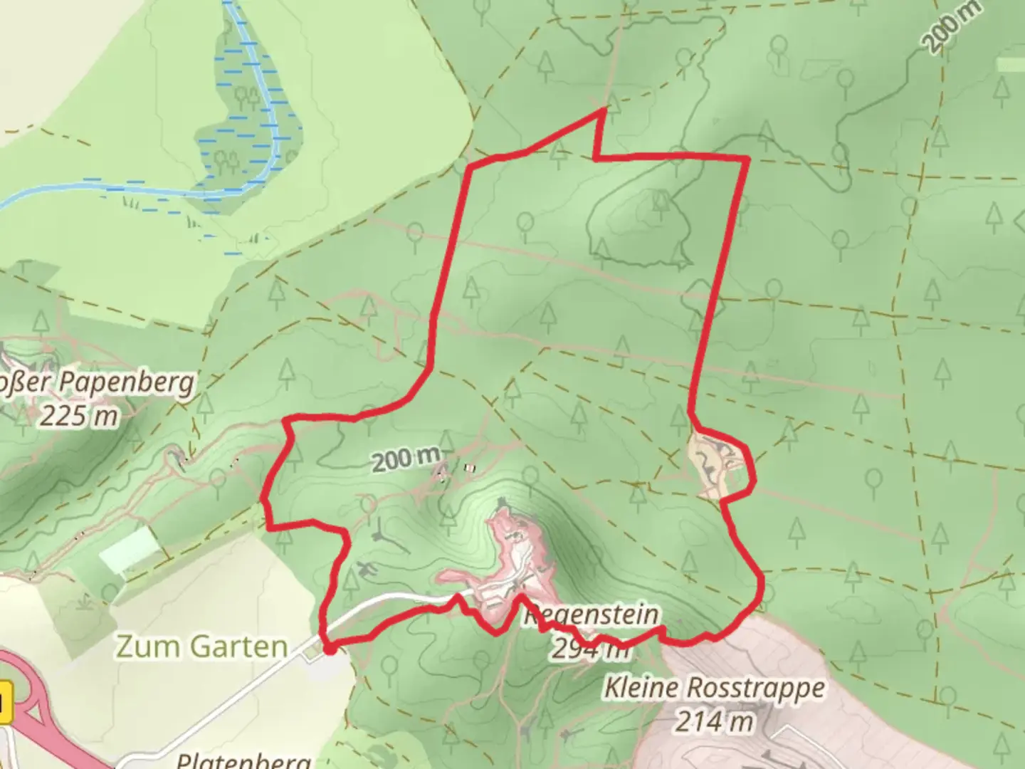 An image depicting the trail Regenstein Castle and Sandhöhlen im Heers Loop and its surrounding area.