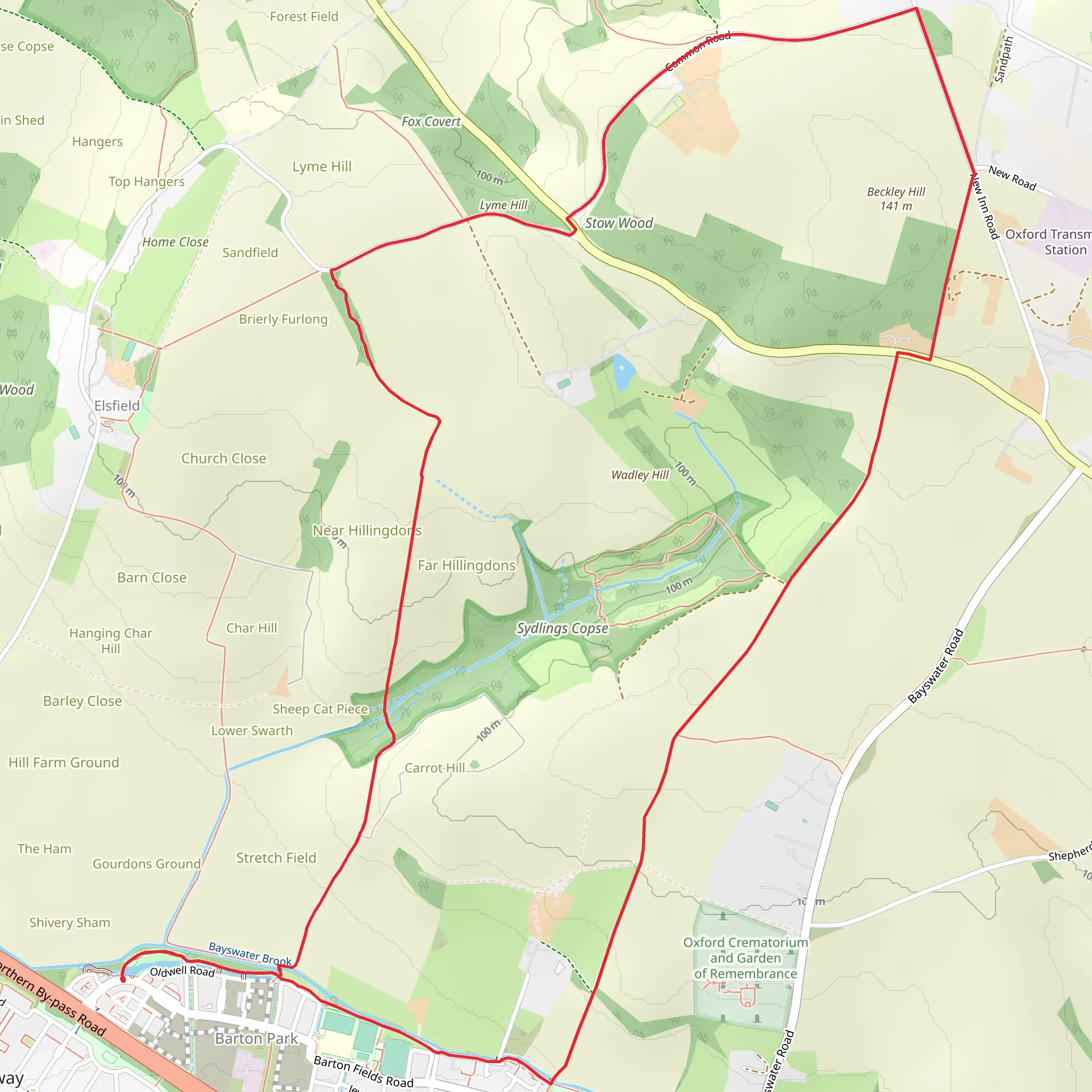 Sydlings Copse and Stow Wood Loop - Beckley mobile static map