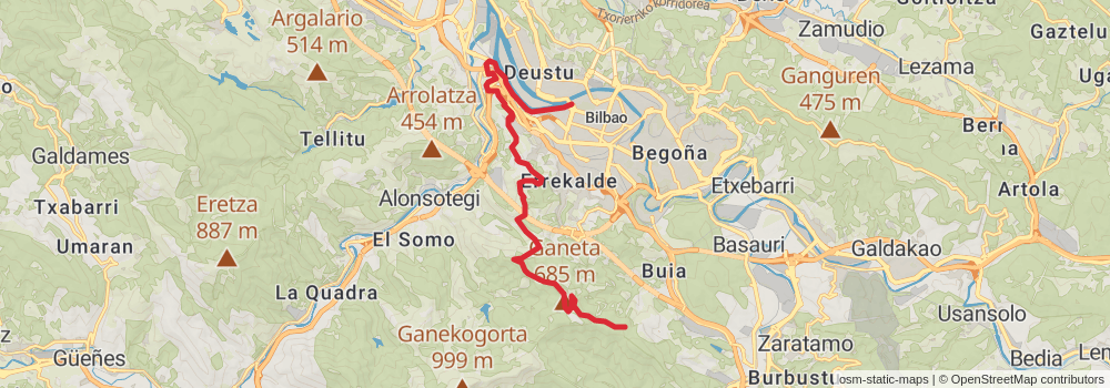 GR 228 Anillo Verde de Bilbao stage 3 Map