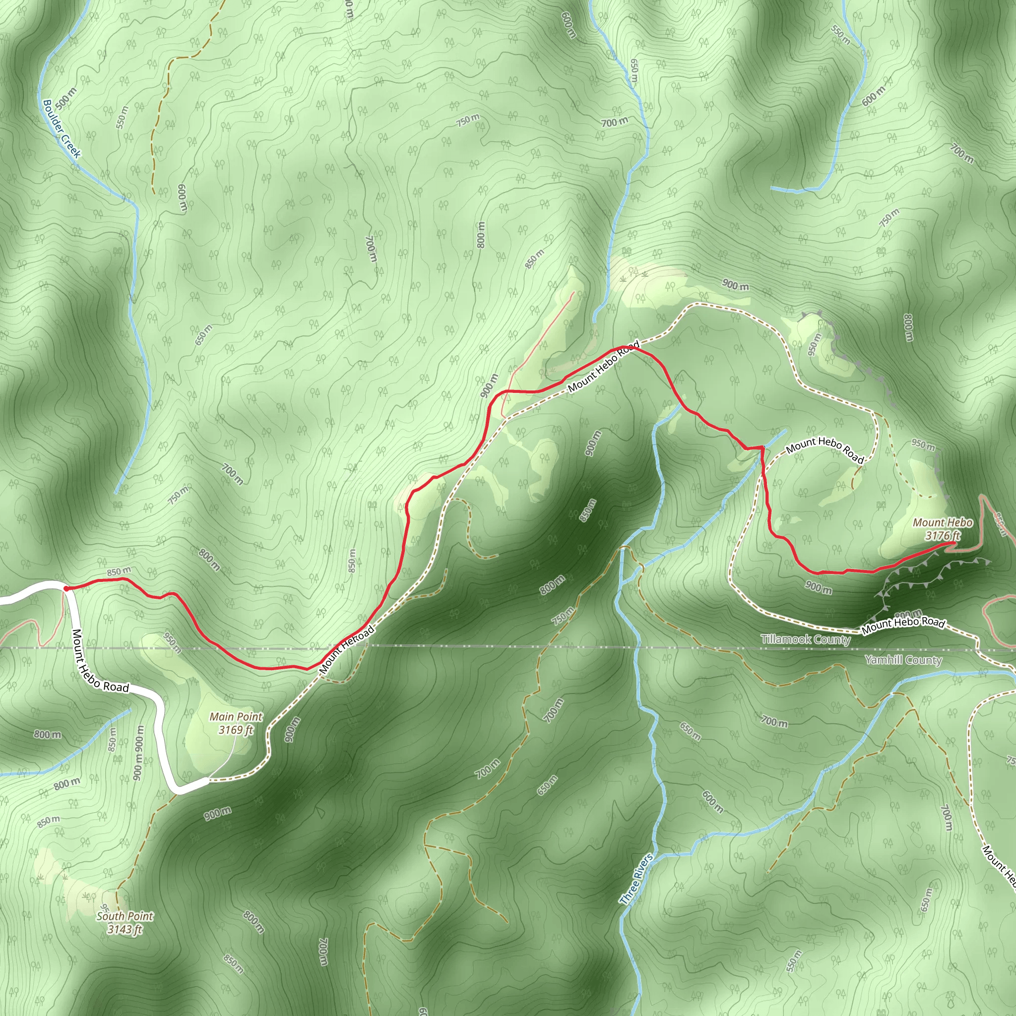Mount Hebo via Pioneer-Indian Trail mobile static map