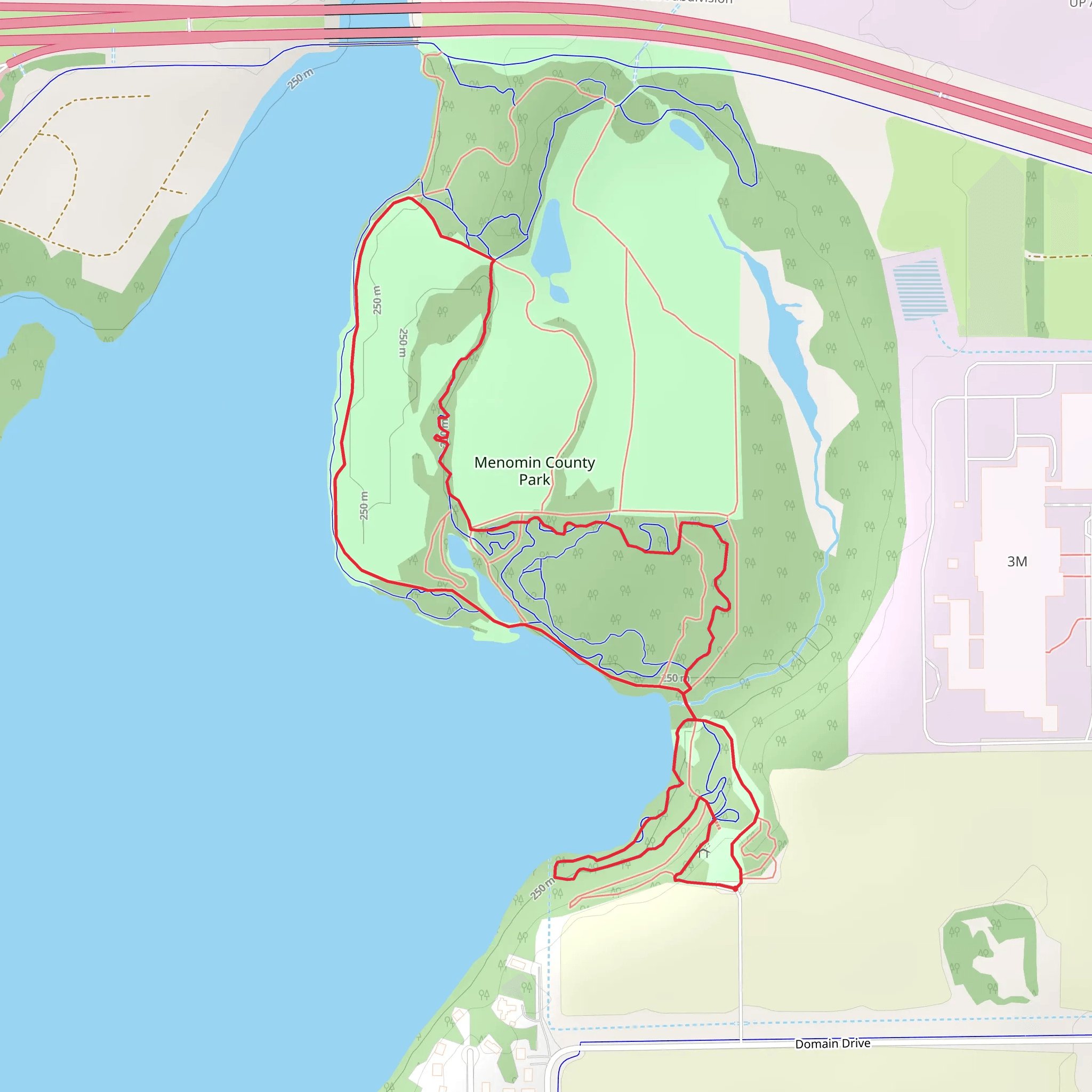 Menomin County Park Shore Loop mobile static map