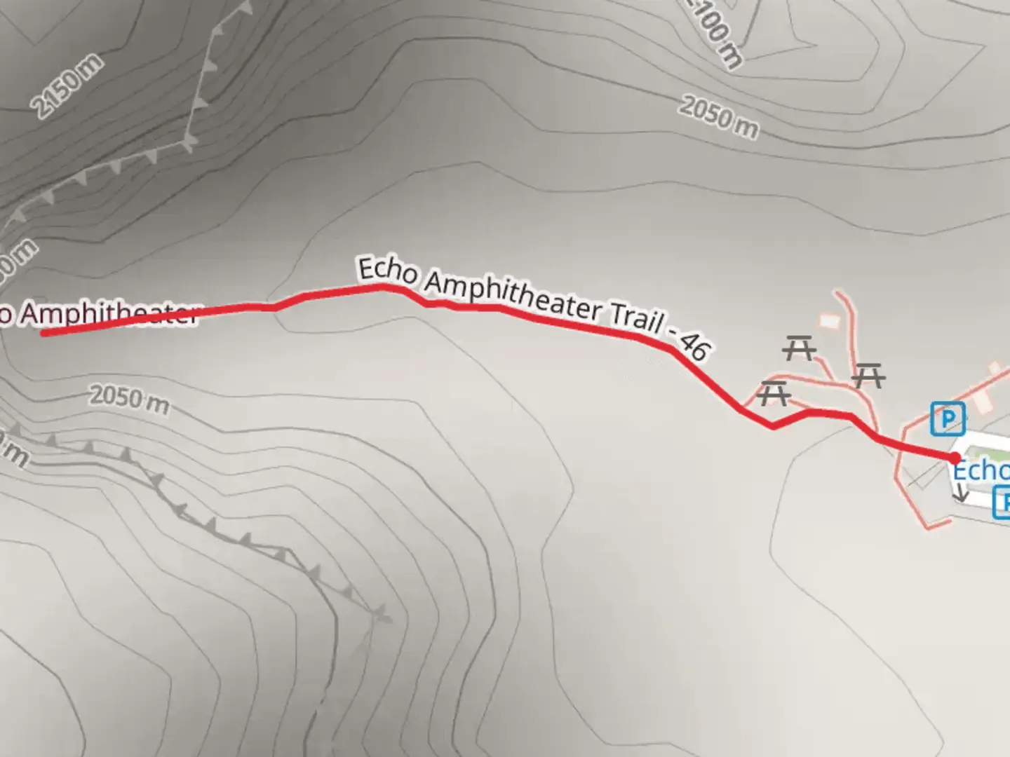 An image depicting the trail Echo Amphitheater Trail and its surrounding area.