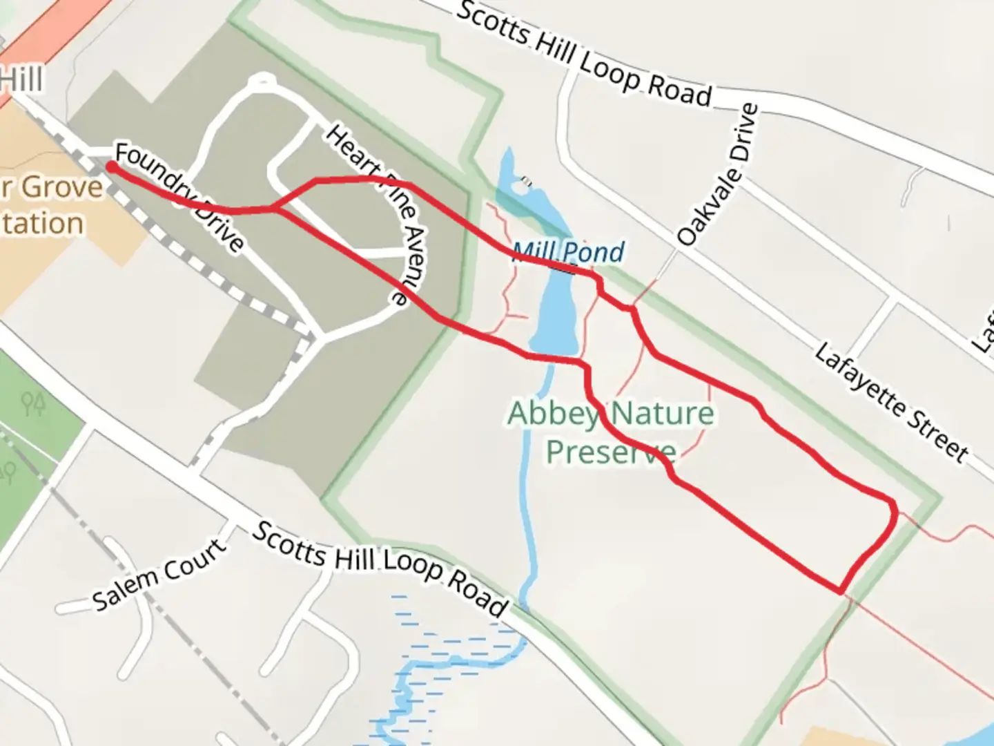 An image depicting the trail Sawmill Road and Pine Thicket Loop Trail and its surrounding area.