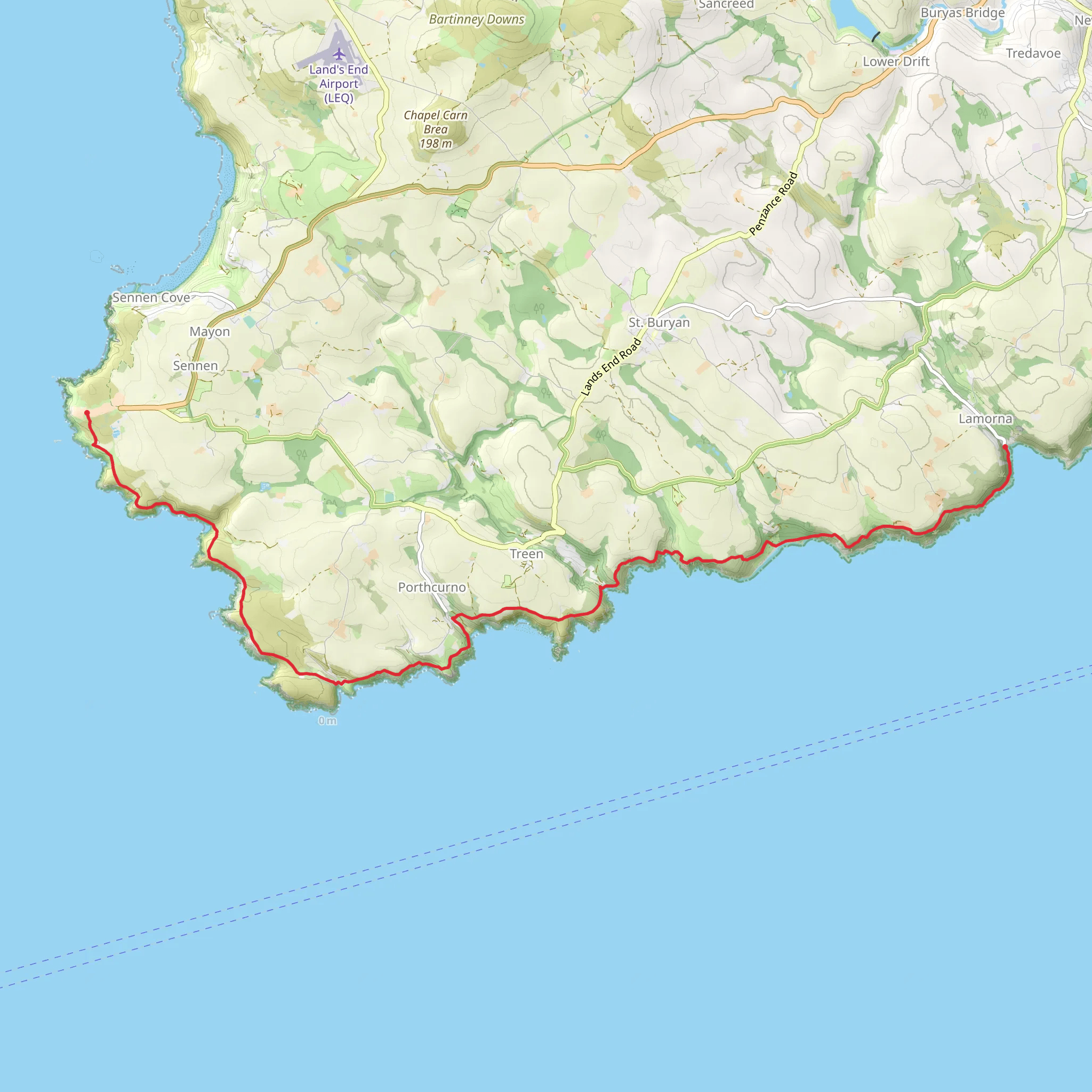 Lamorna to Land's End Coastal Walk mobile static map