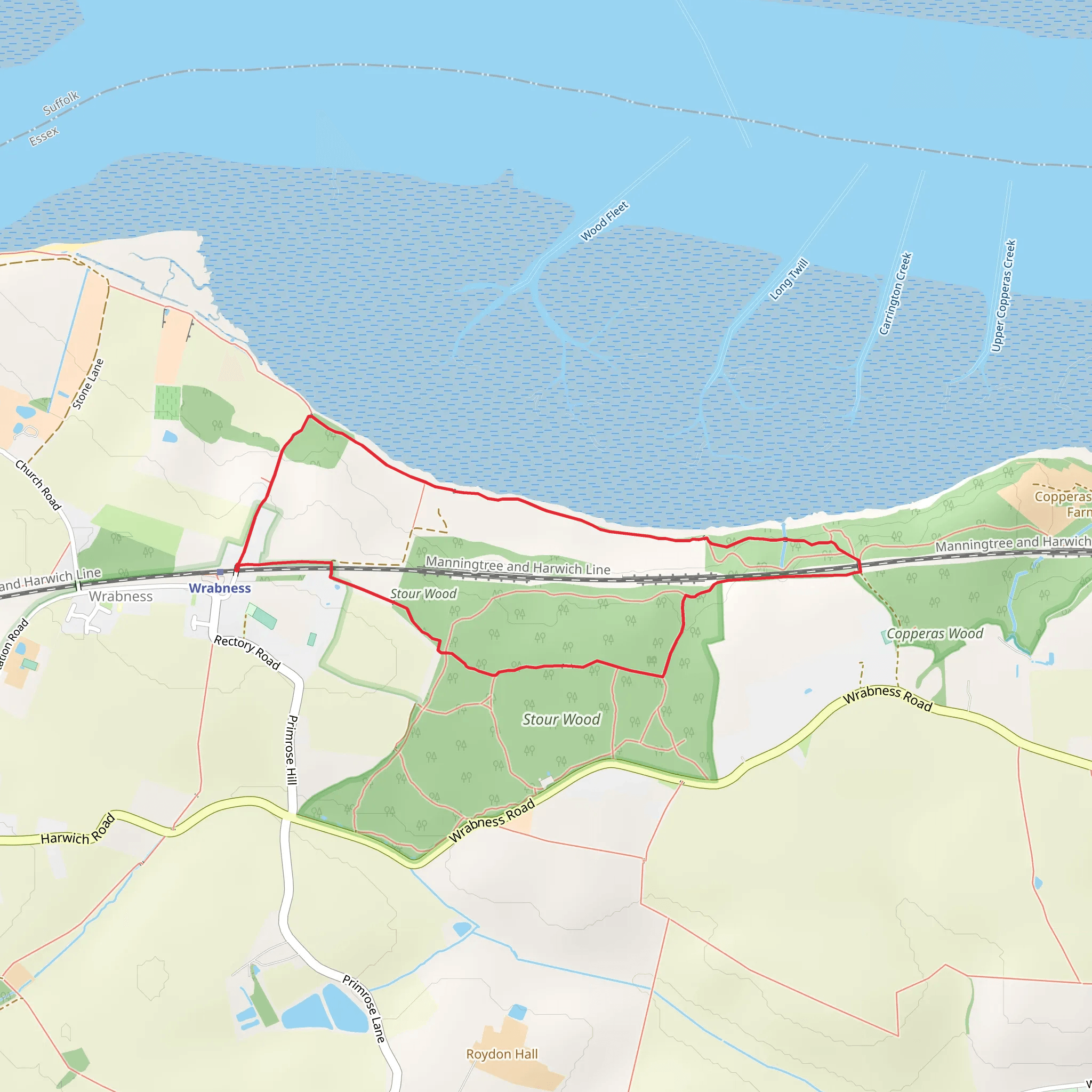 Stour Wood, Copperas Bay and East Grove Loop mobile static map