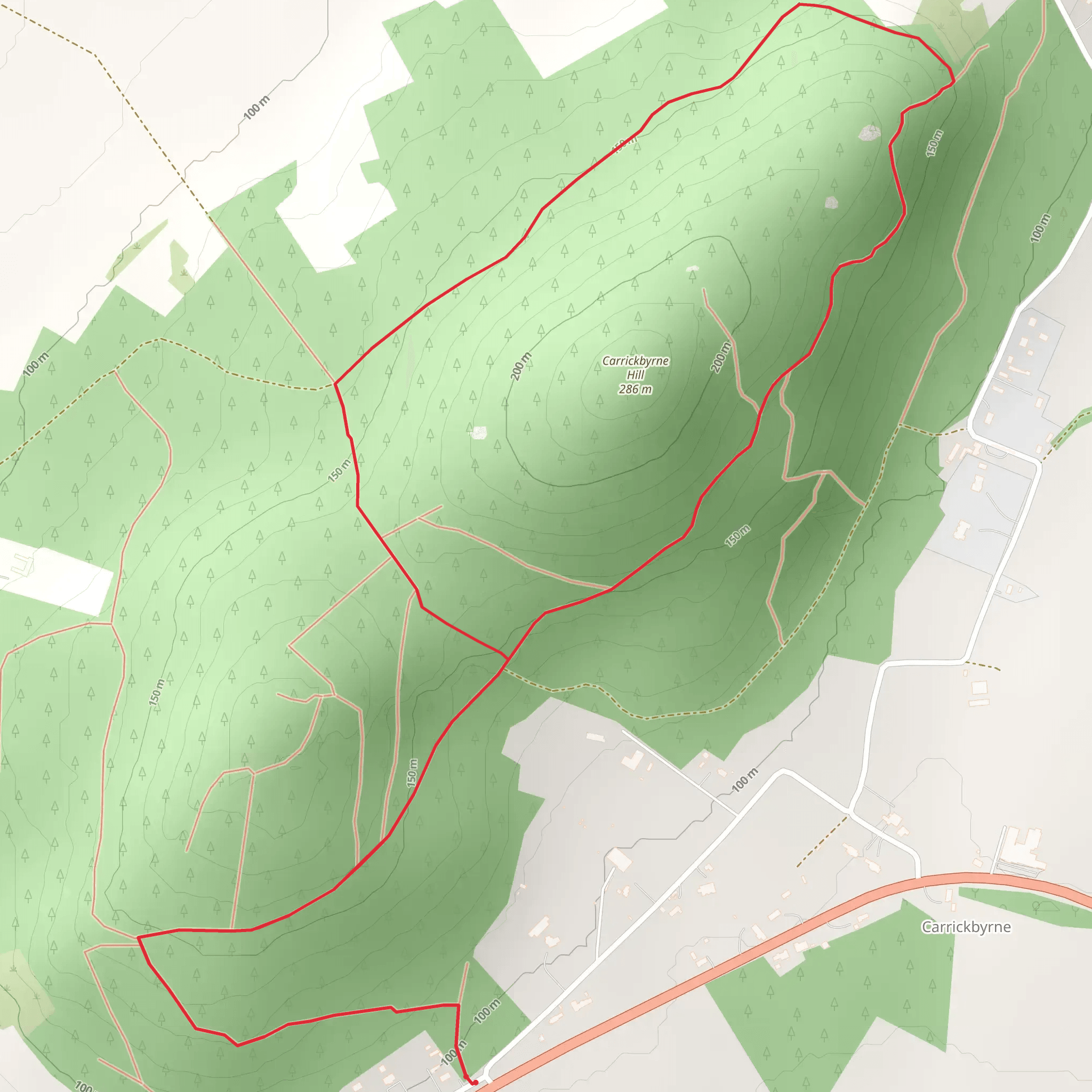 Carrickbyrne Hill Trail mobile static map