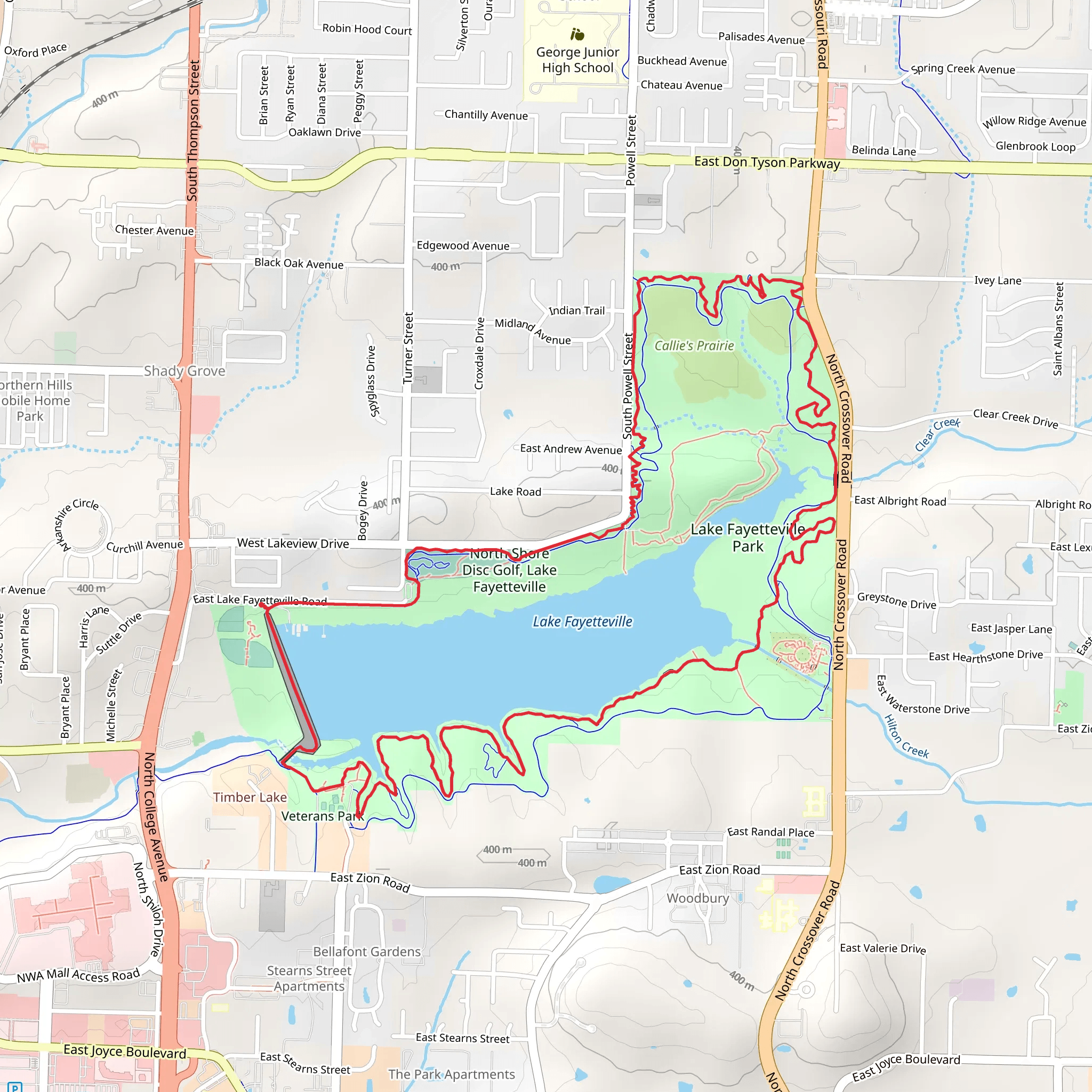 Lake Fayetteville and Lake Fayetteville Nature Loop Trail mobile static map