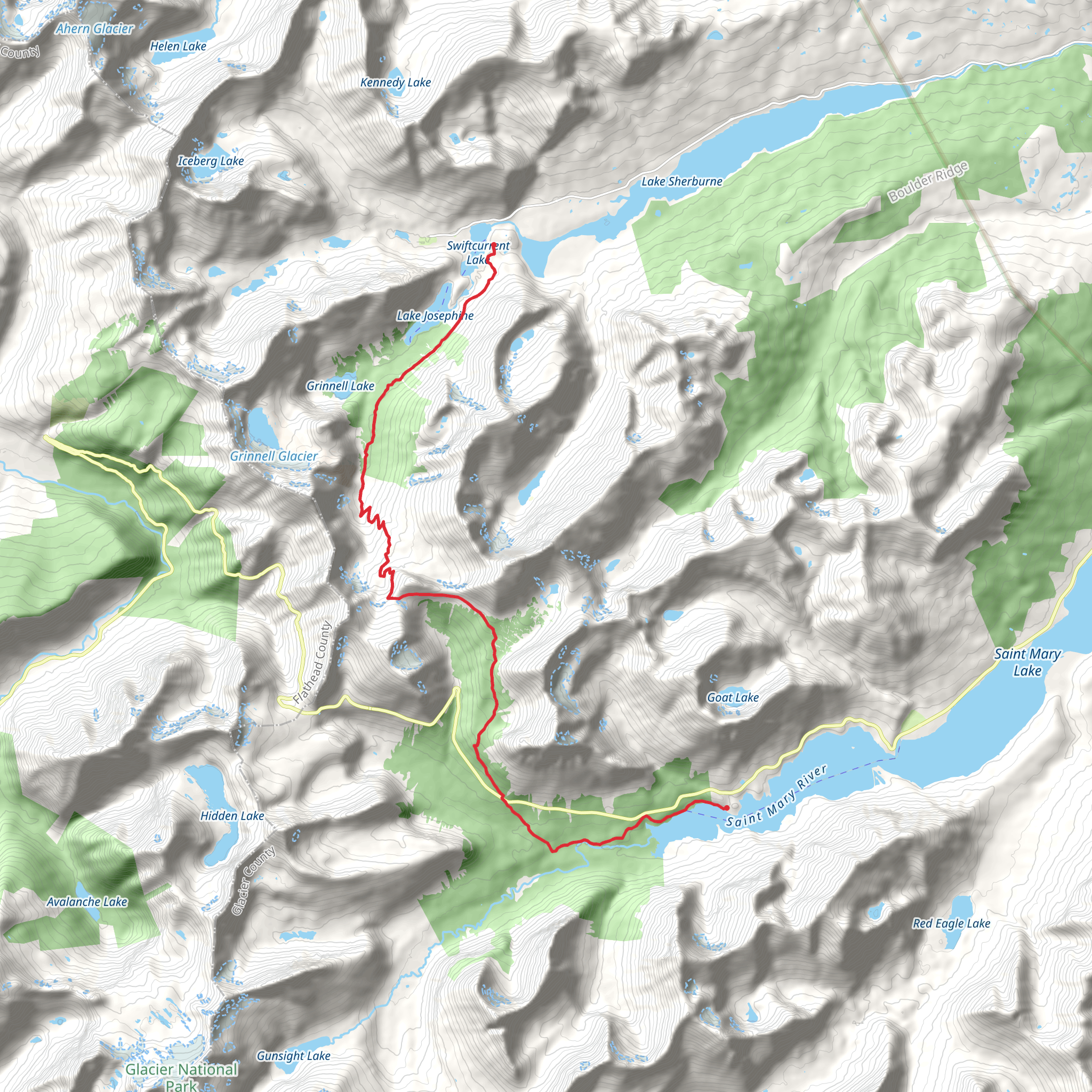 Piegan Pass Trail mobile static map