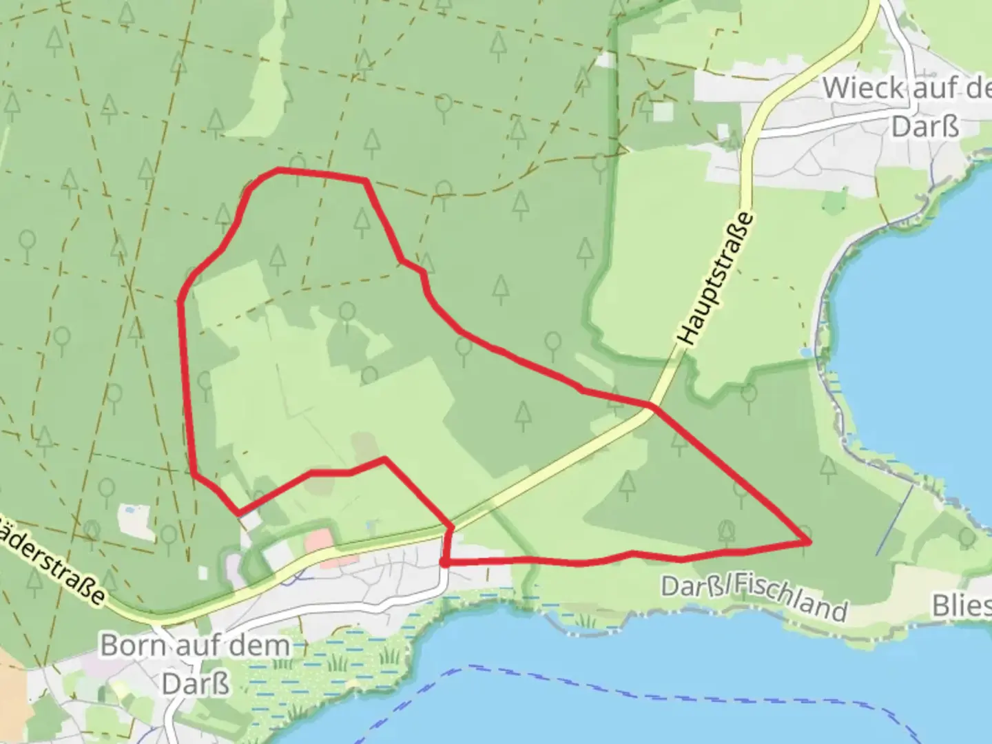 An image depicting the trail Kronsmoor Loop and its surrounding area.