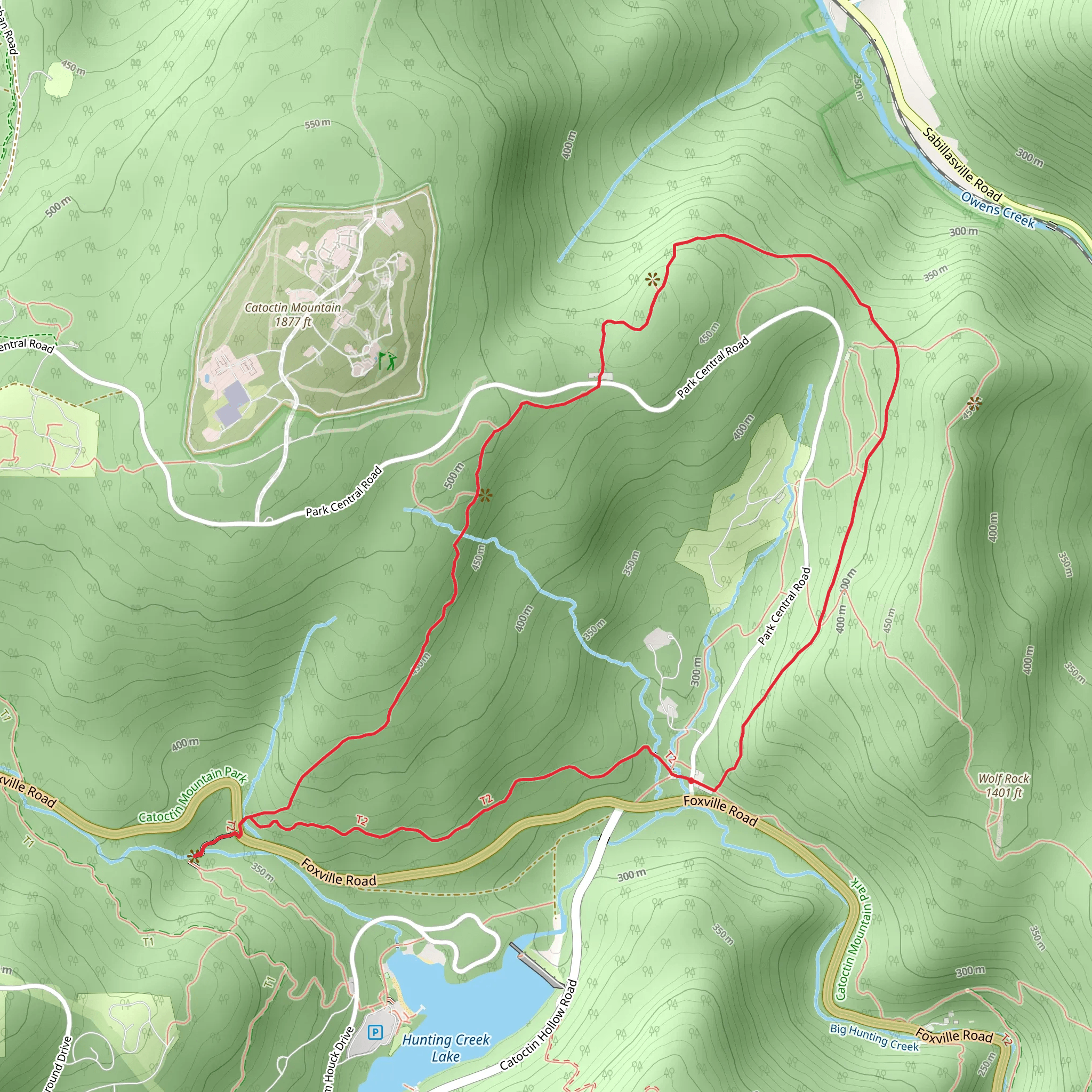 Cunningham Falls Nature Trail and Hog Rock Trail Loop mobile static map